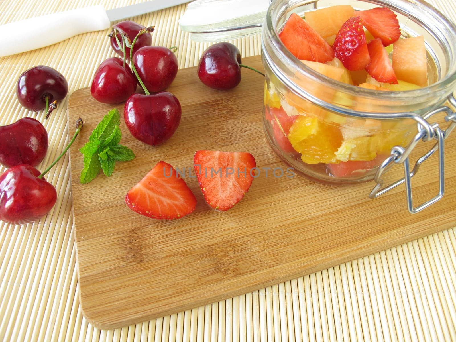 Fruit salad in a go-away glass
