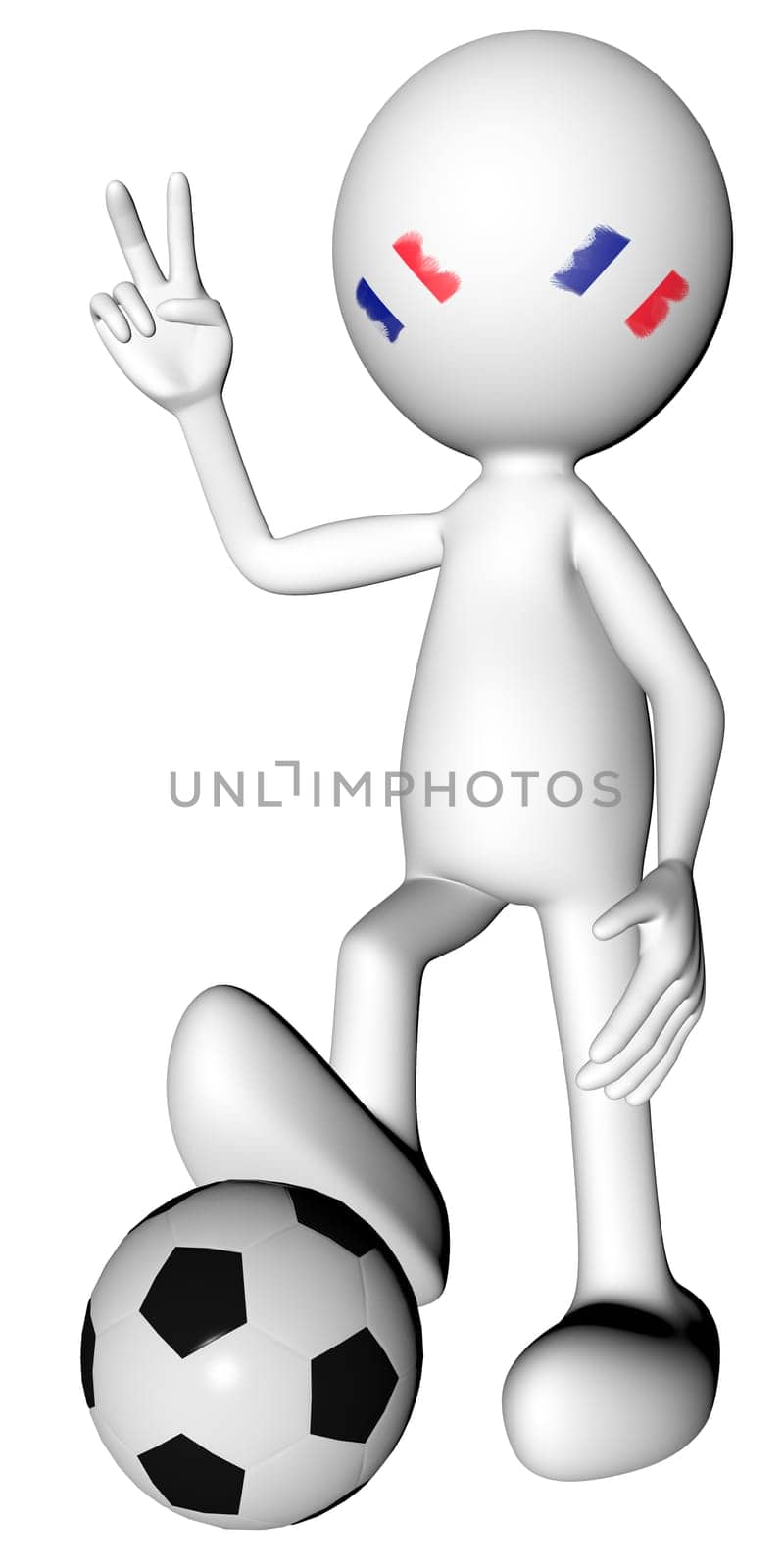 3d football in France selection with the symbol of victory with clipping path