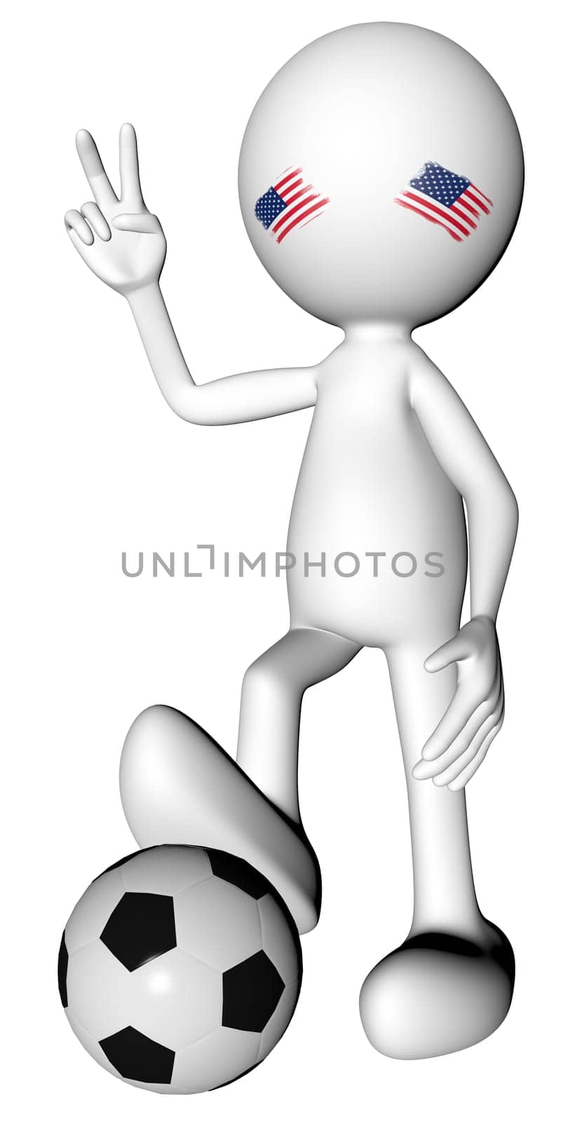 3d football in United States selection with the symbol of victory with clipping path