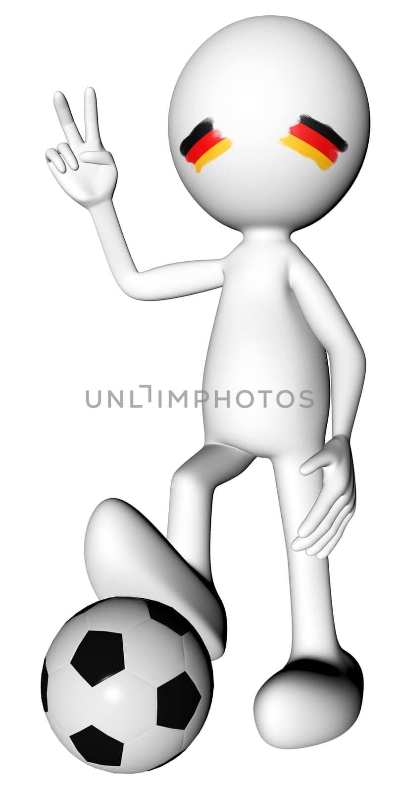 3d football in germany selection with the symbol of victory with clipping path