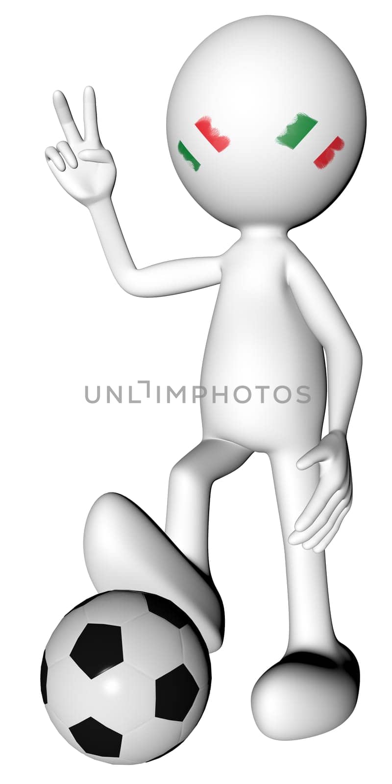 .3d football in italy selection with the symbol of victory with clipping path