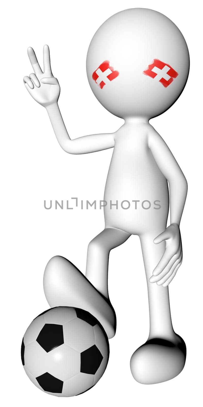 3d football in switzerland selection with the symbol of victory with clipping path