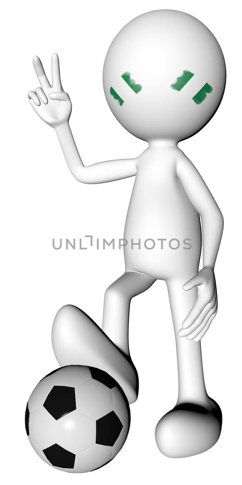 .3d football in nigeria selection with the symbol of victory with clipping path