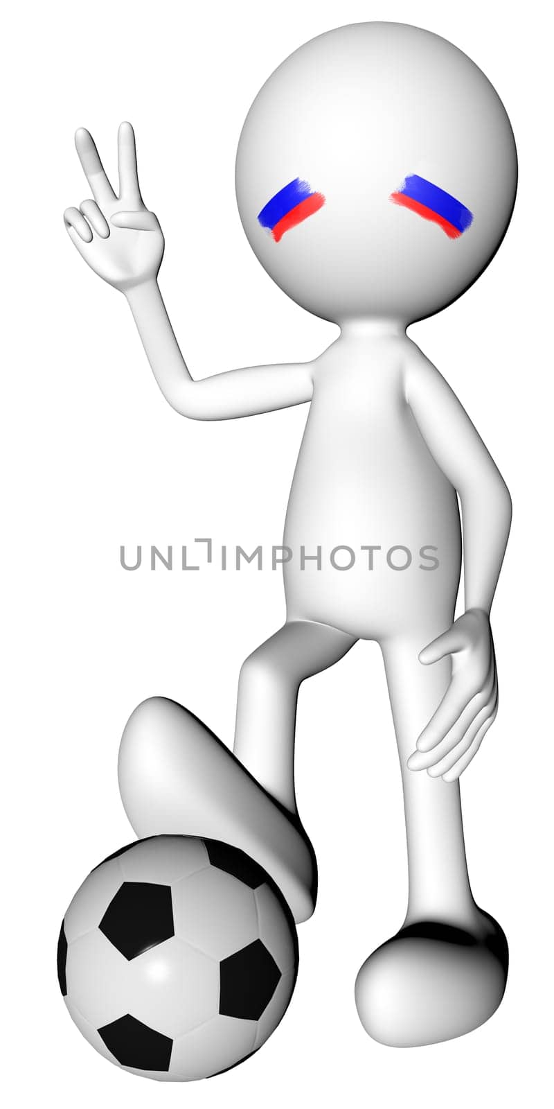 3d football in russia selection with the symbol of victory with clipping path