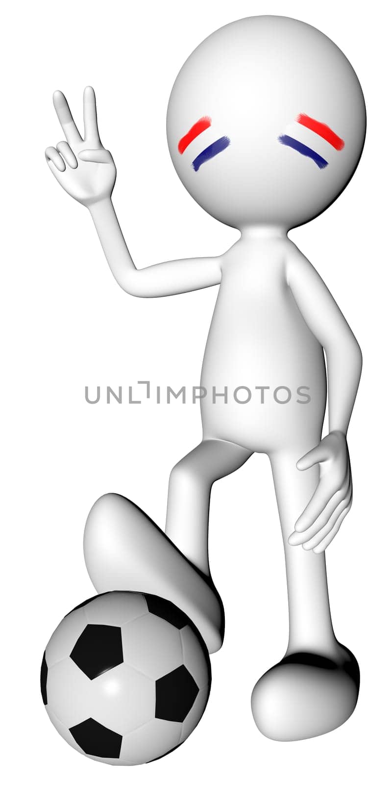 3d football in Holland selection with the symbol of victory with clipping path
