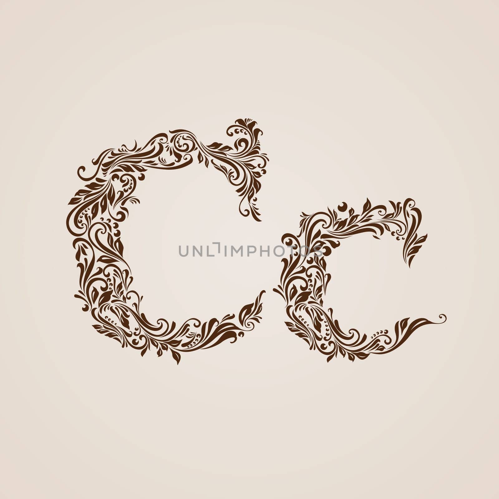 Handsomely decorated letter c in upper and lower case.