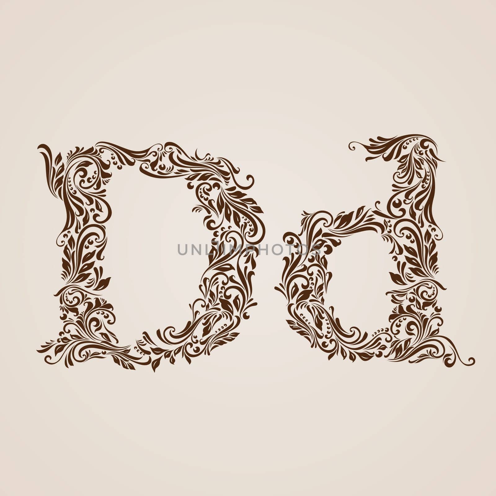 Handsomely decorated letter d in upper and lower case.