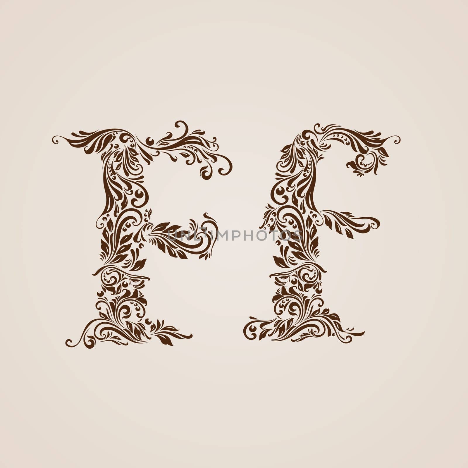 Handsomely decorated letter f in upper and lower case.