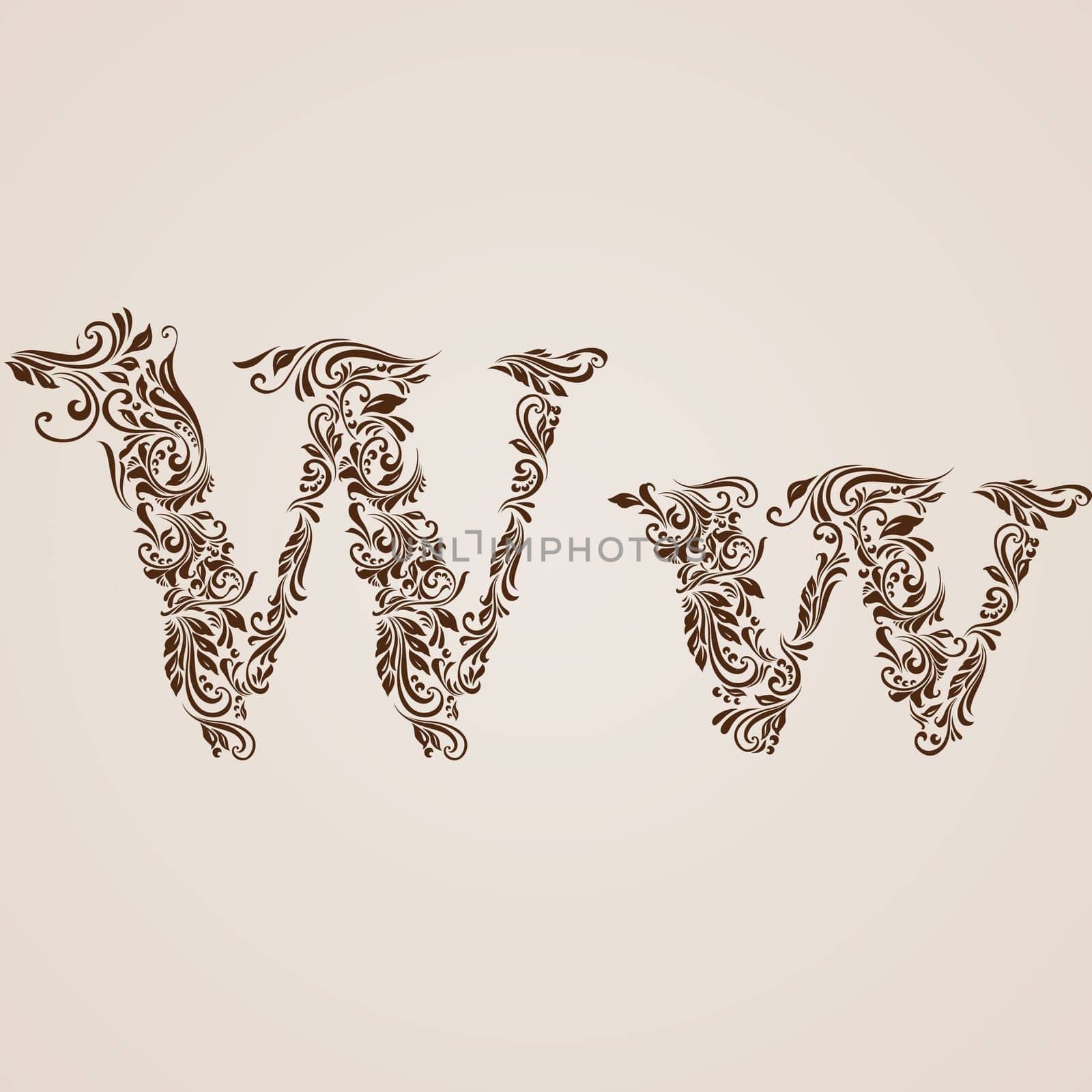 Handsomely decorated letter w in upper and lower case.
