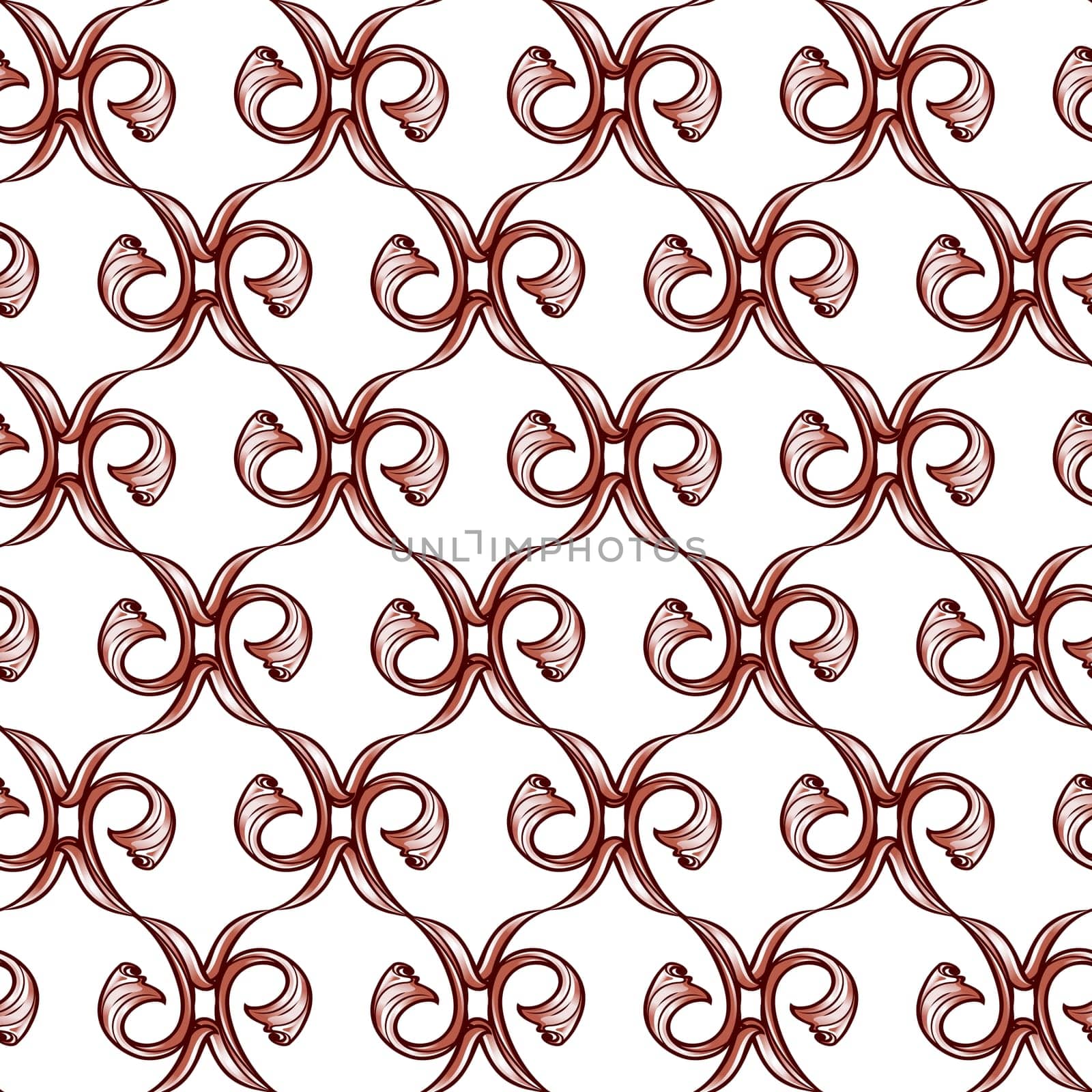 Vertical light brown pattern of vines on a white background