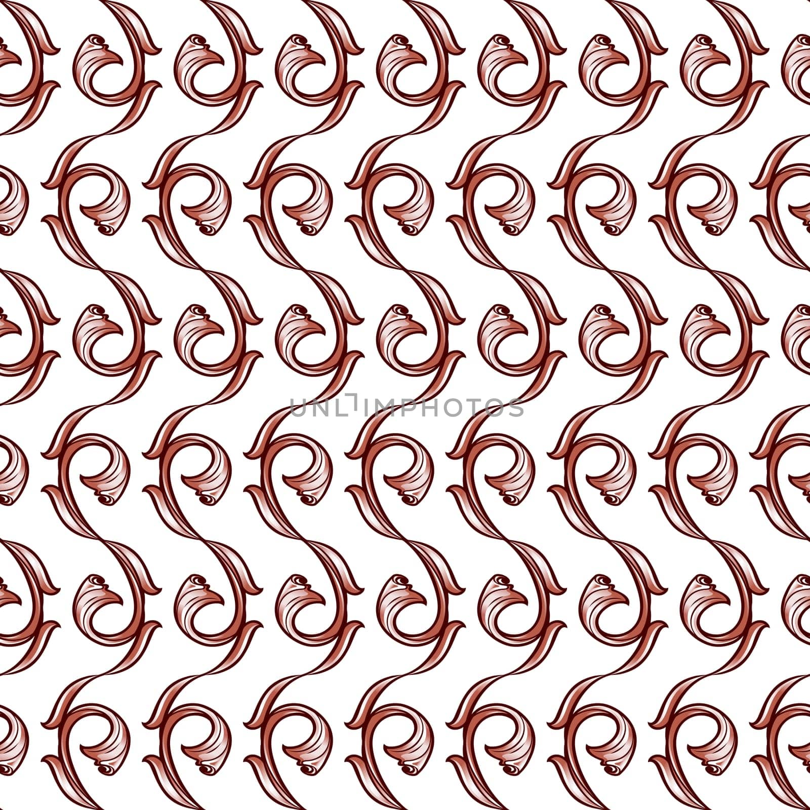 Light brown pattern lines of vines on a white background