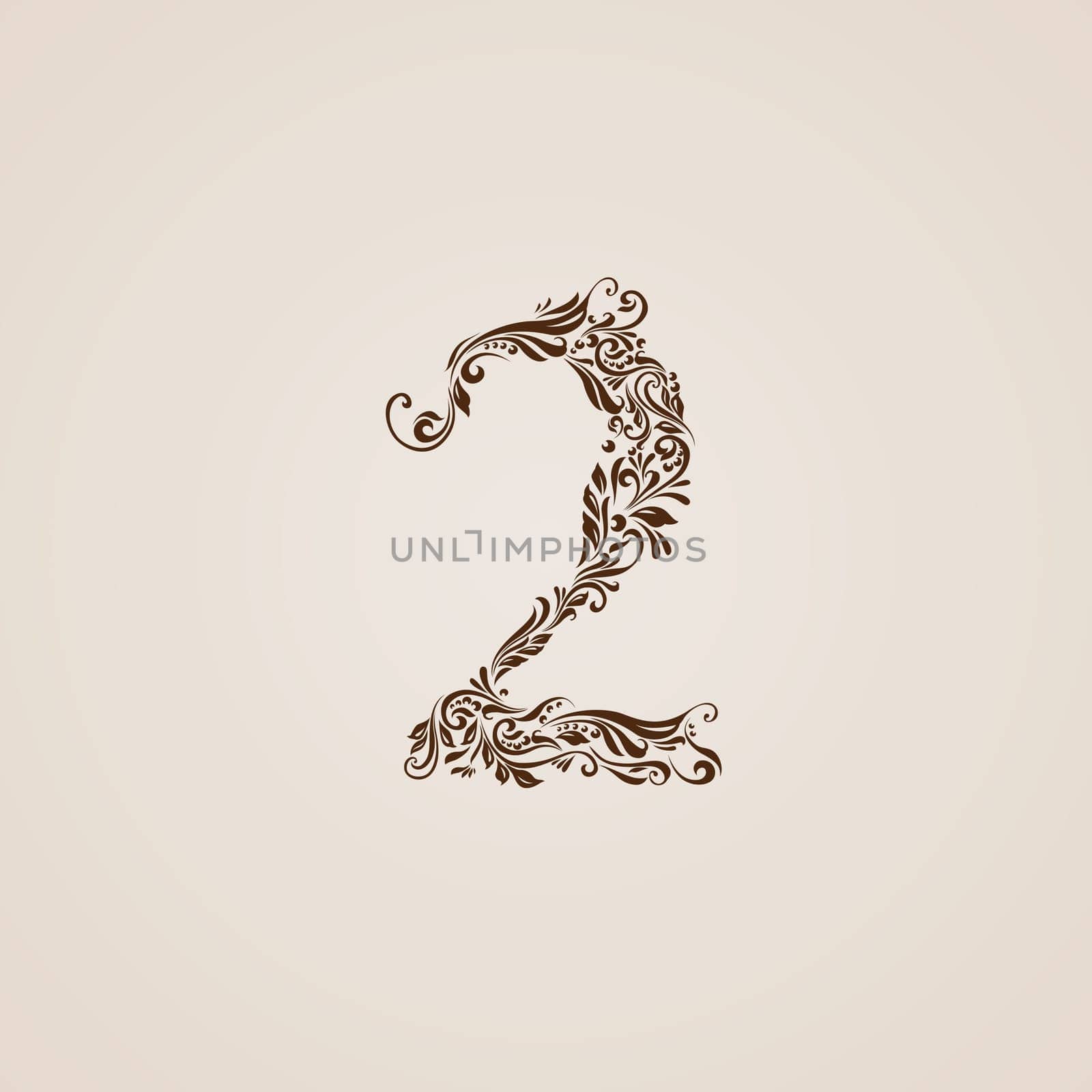 Richly decorated two digit on beige background.
