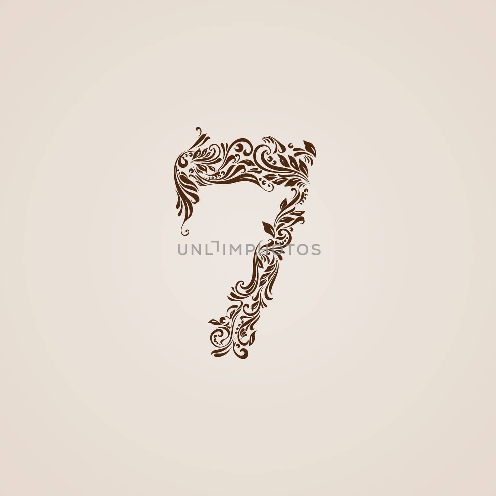 Richly decorated seven digit on beige background.
