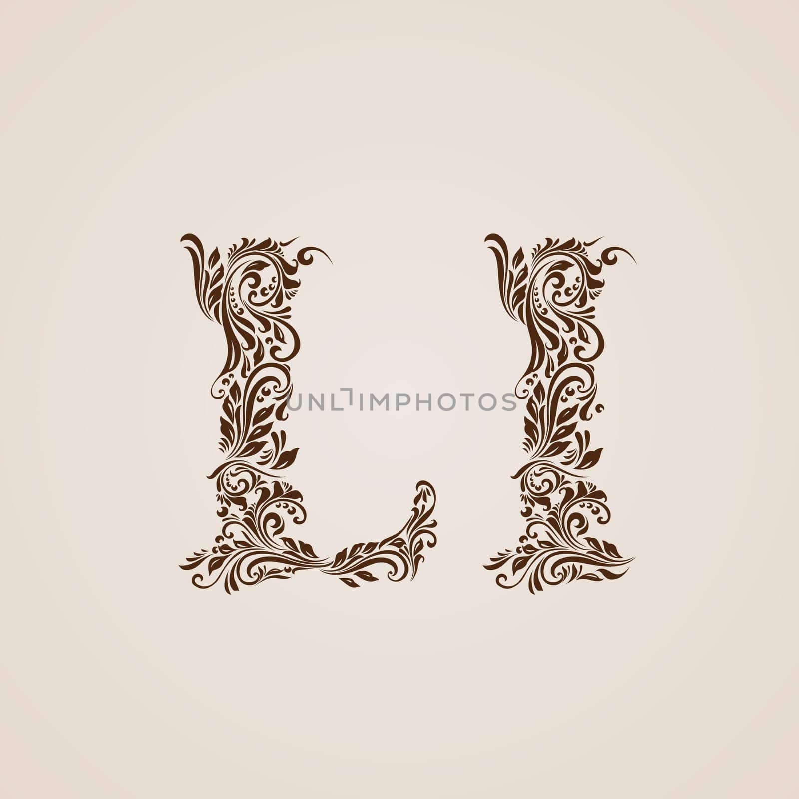 Handsomely decorated letter l in upper and lower case.