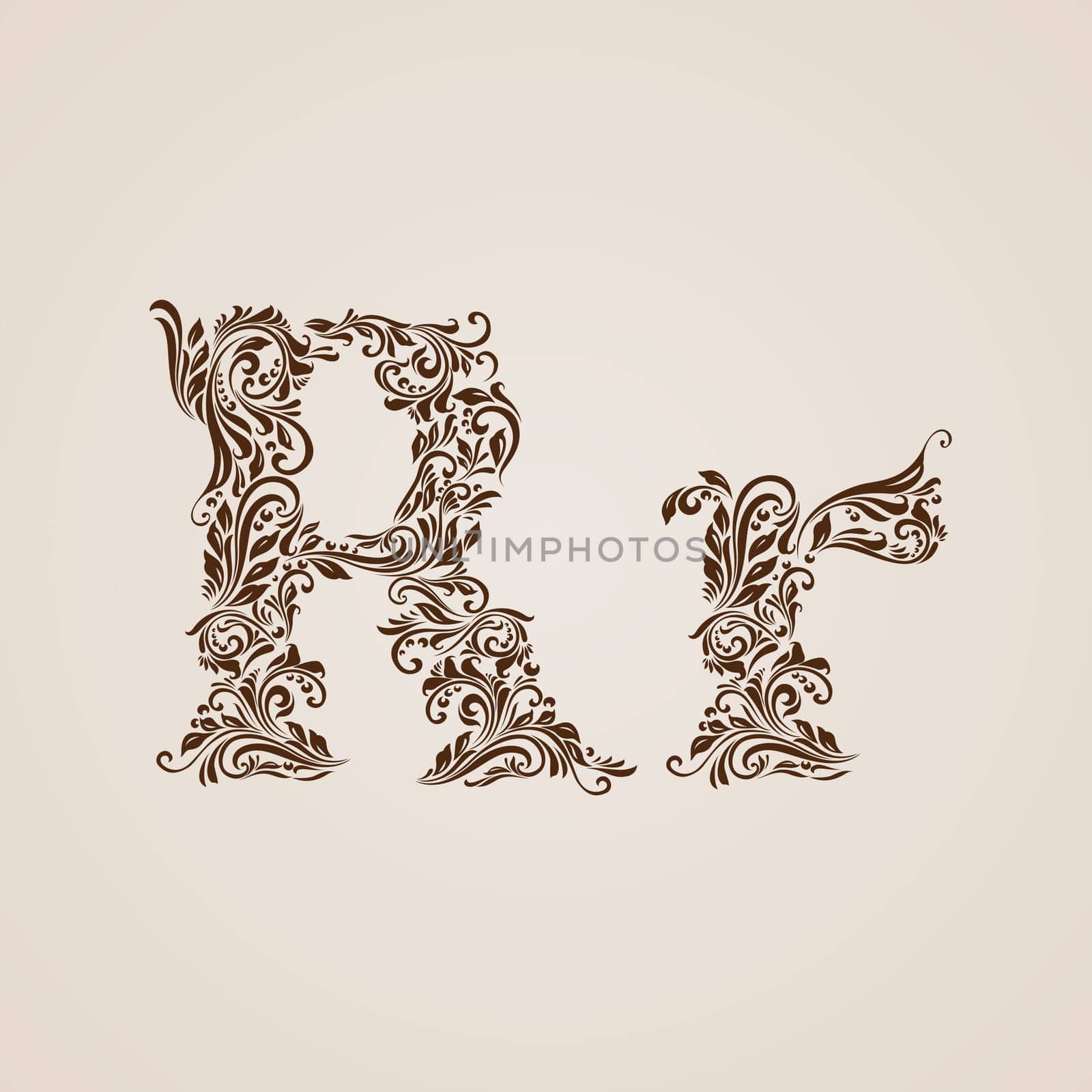 Handsomely decorated letter r in upper and lower case.