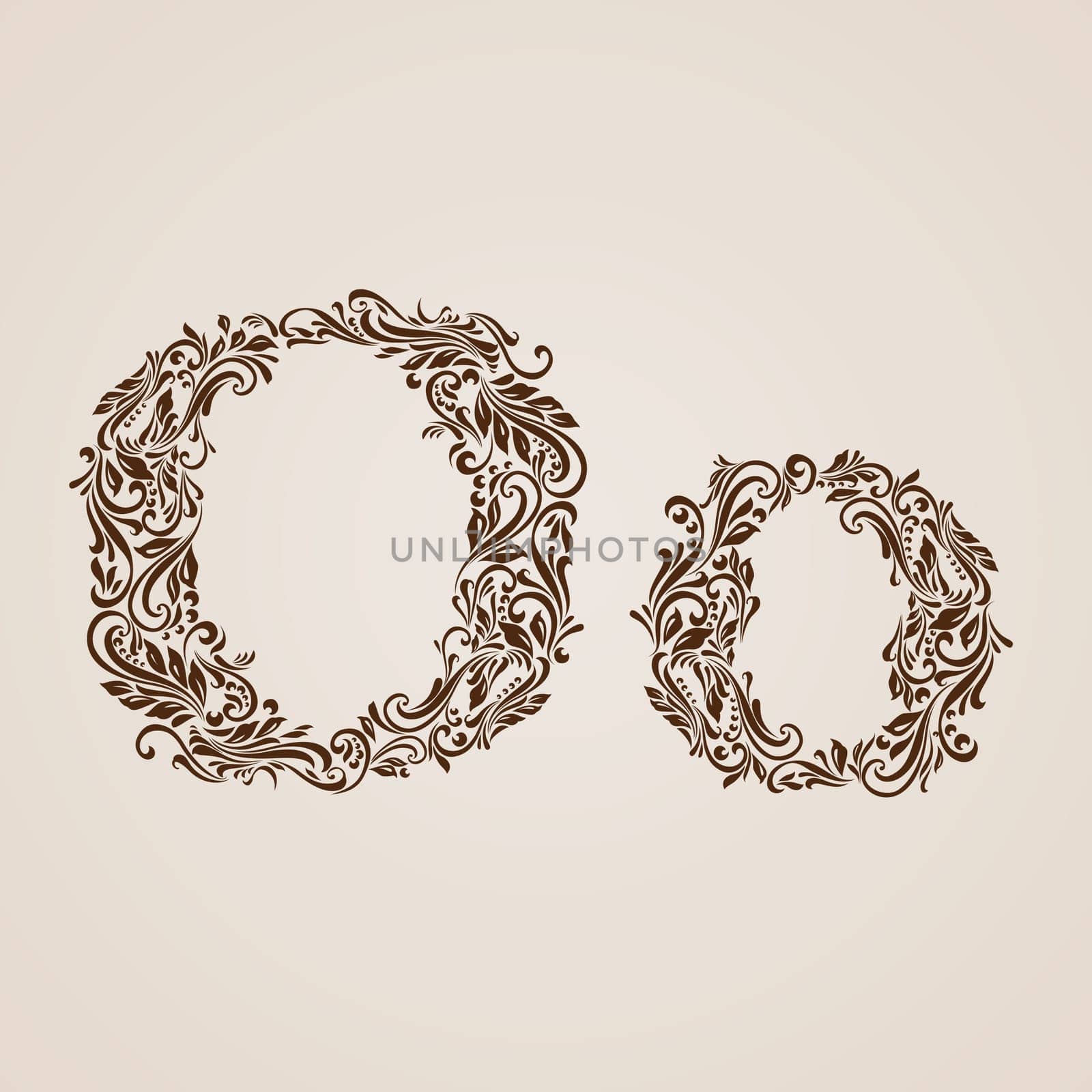Handsomely decorated letter o in upper and lower case.