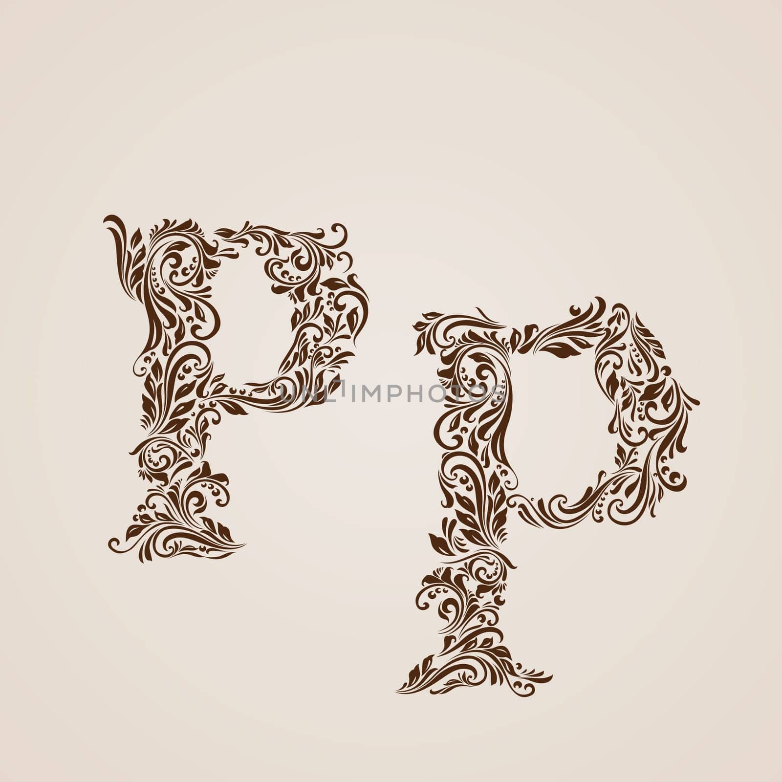 Handsomely decorated letter p in upper and lower case.