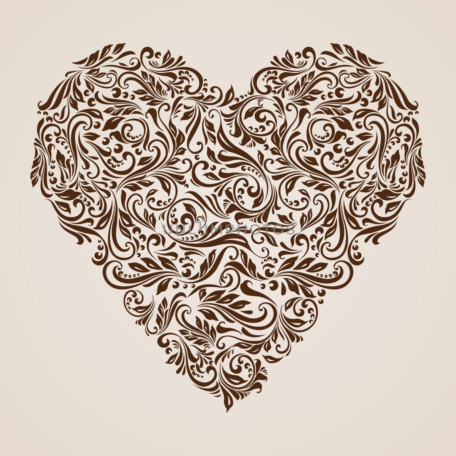 Decorative hearts of the rich brown ornament