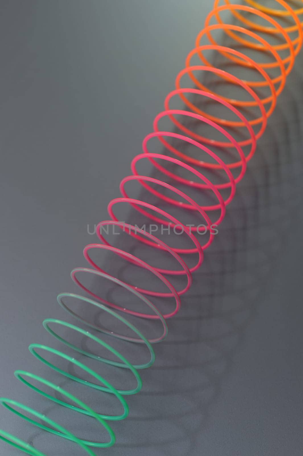 A close up shot of a slinky toy