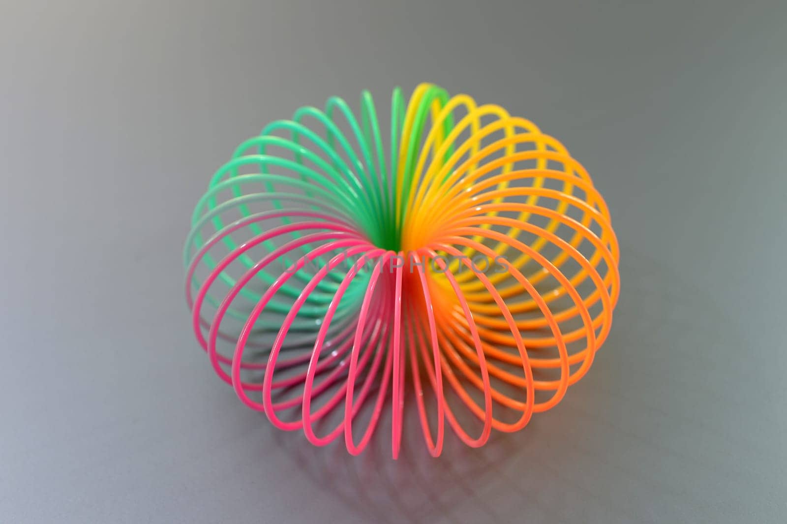 A close up shot of a slinky toy