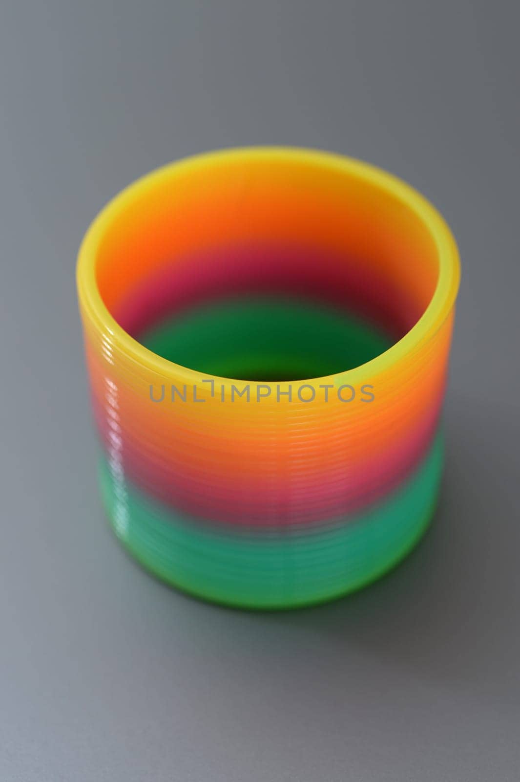 A close up shot of a slinky toy