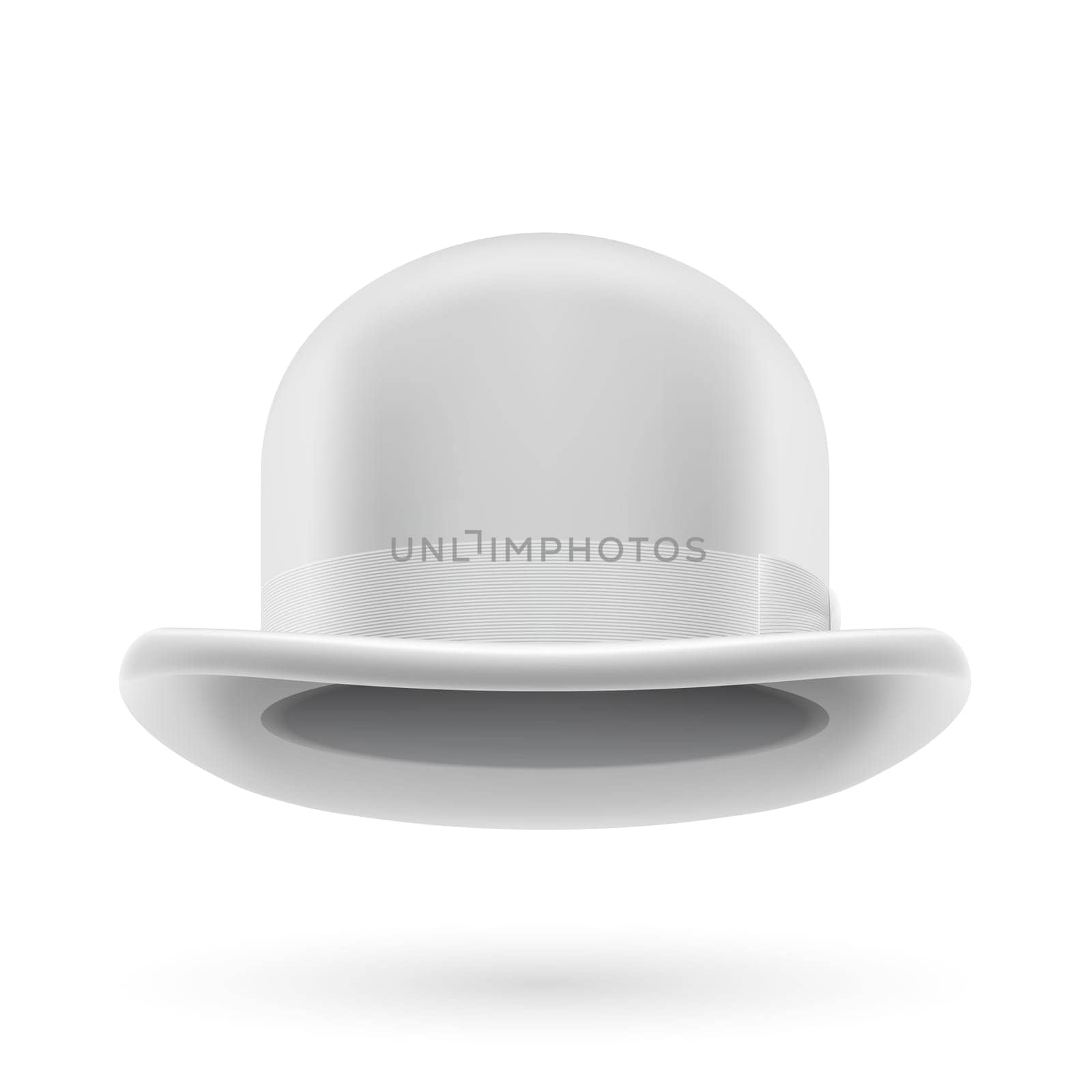 White round traditional hat with hatband on white background.