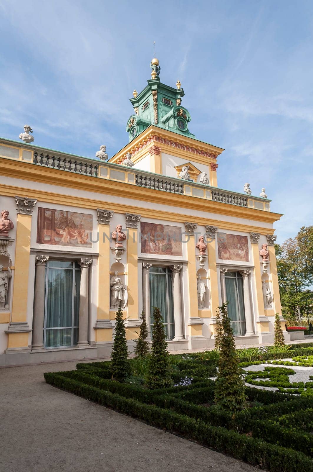 View of the Royal Palace in Wilanow, Warsaw, Poland.