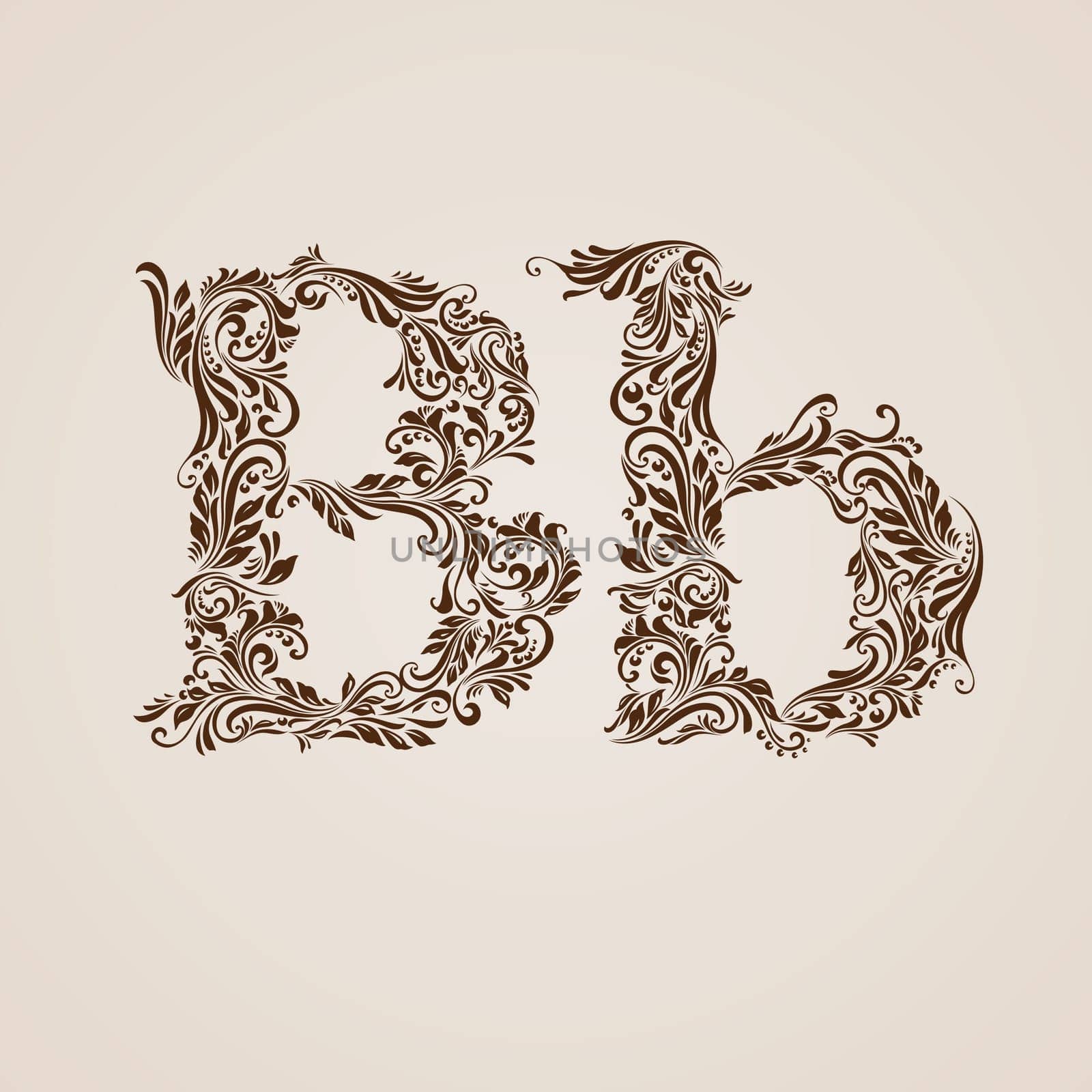 Handsomely decorated letter b in upper and lower case.