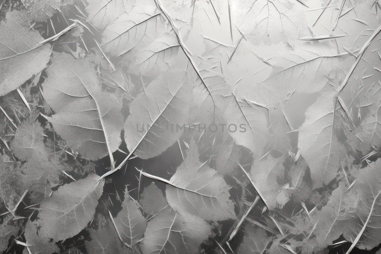 An exquisite display of artistry, capturing the intricate and mesmerizing patterns formed by frost on windows, leaves, and various surfaces through the lens of macro photography, resulting in striking and abstract visual compositions.