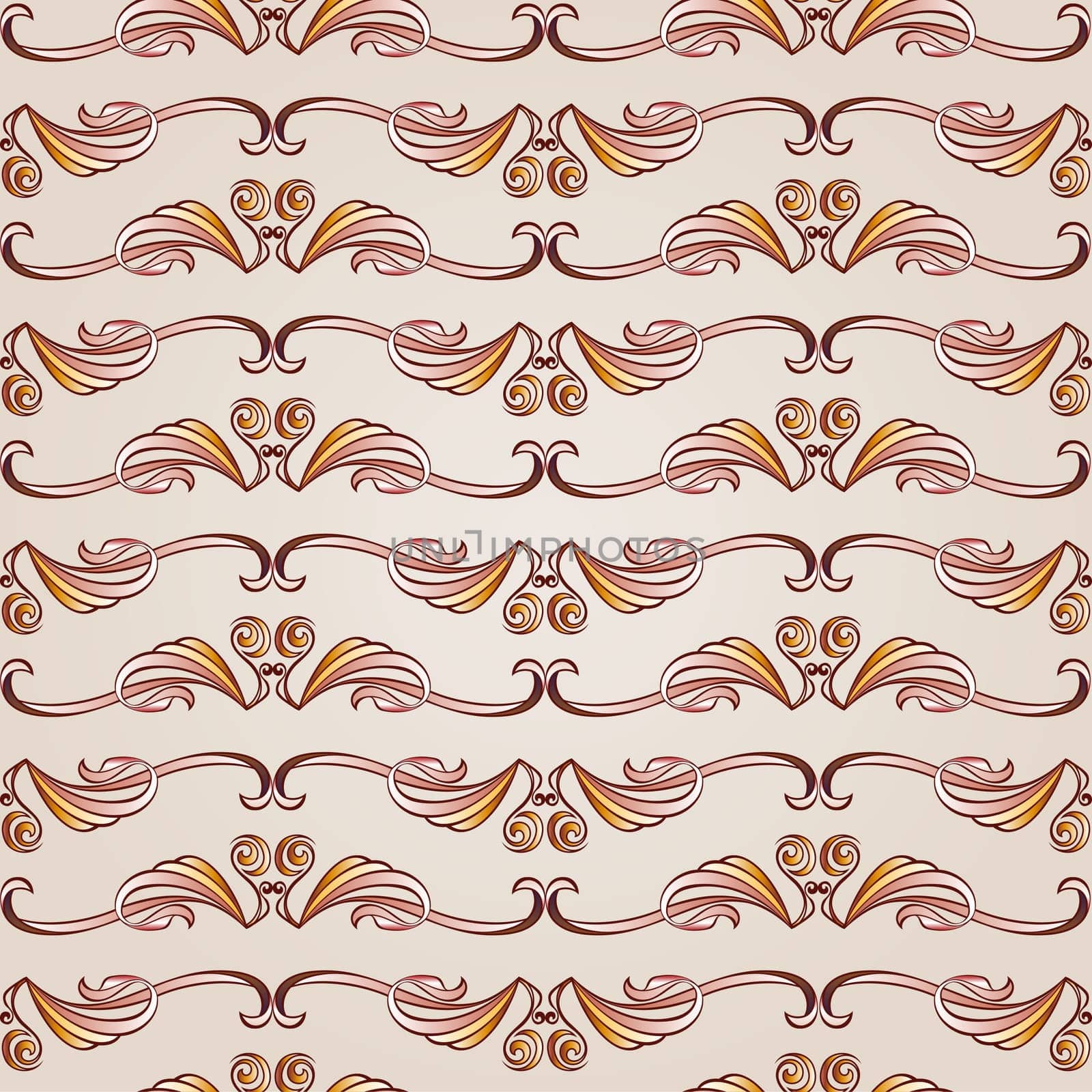 Patterns gorizontal in the form of vines abstact trees on a light beige background