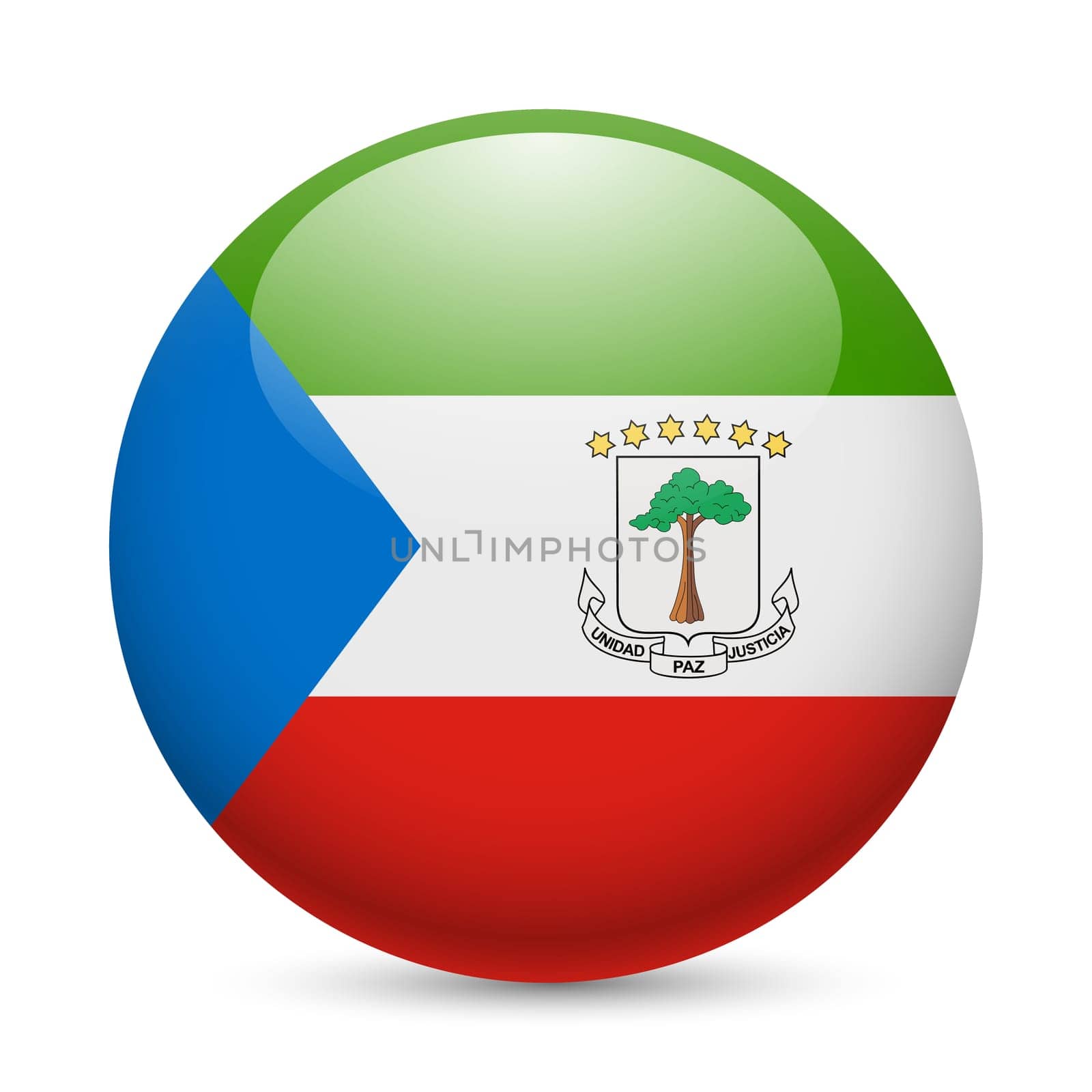 Flag of Equatorial Guinea as round glossy icon. Button with flag design