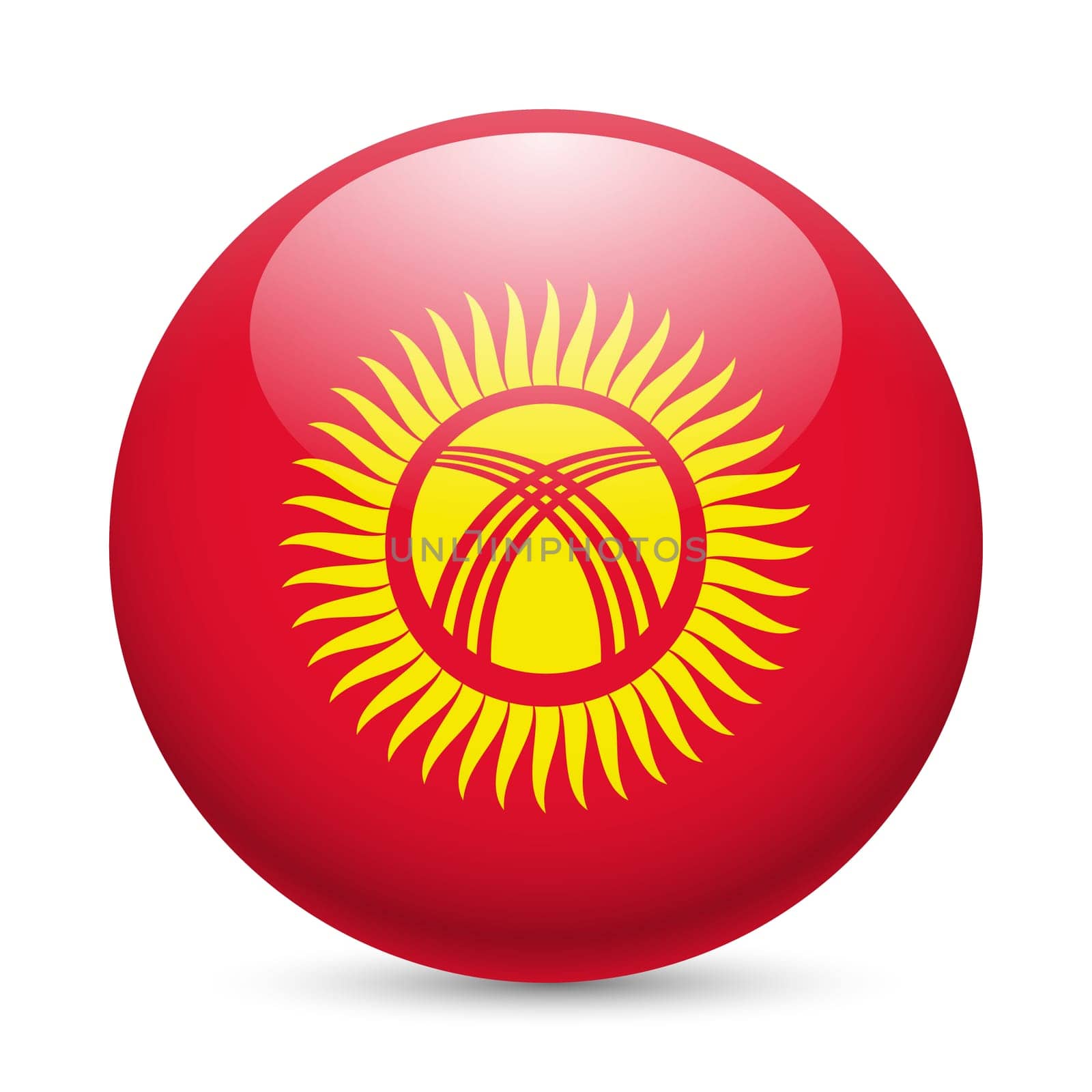 Flag of Kyrgyzstan as round glossy icon. Button with Kyrgyz flag