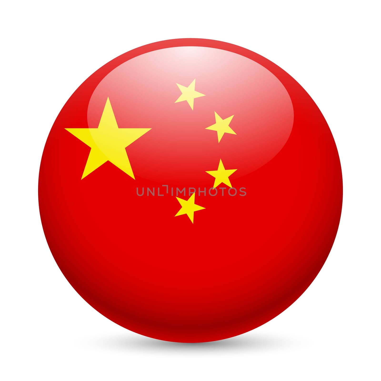 Flag of China as round glossy icon. Button with Chinese flag