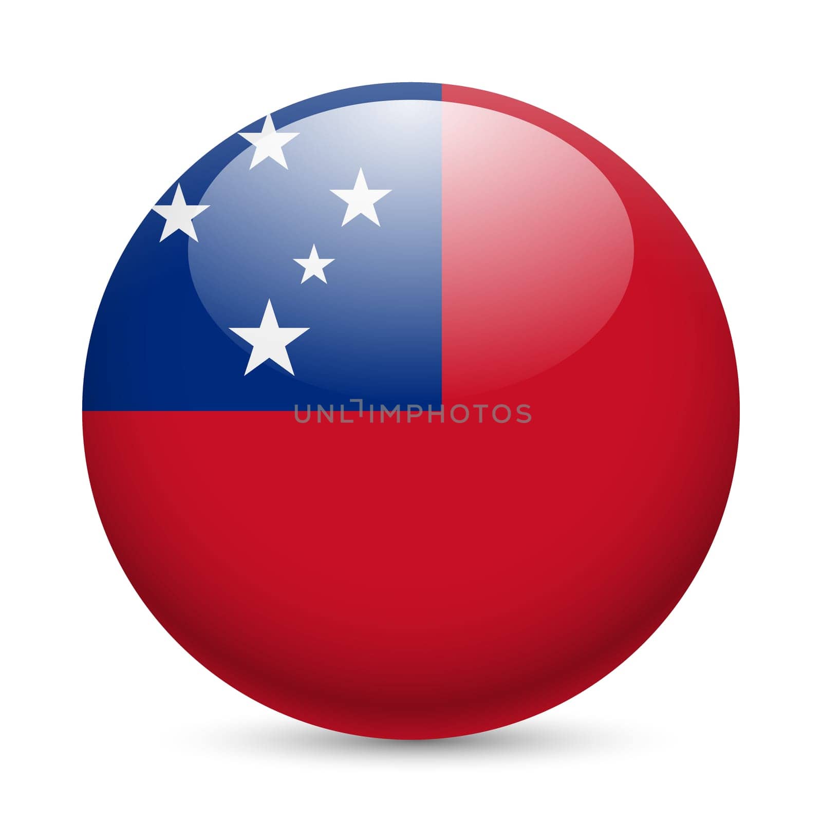 Flag of Samoa as round glossy icon. Button with Samoan flag