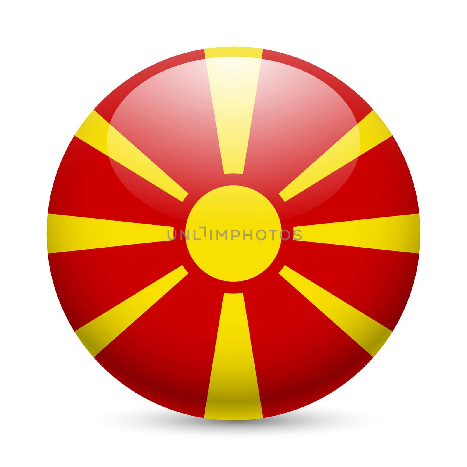 Flag of Macedonia as round glossy icon. Button with Macedonian flag