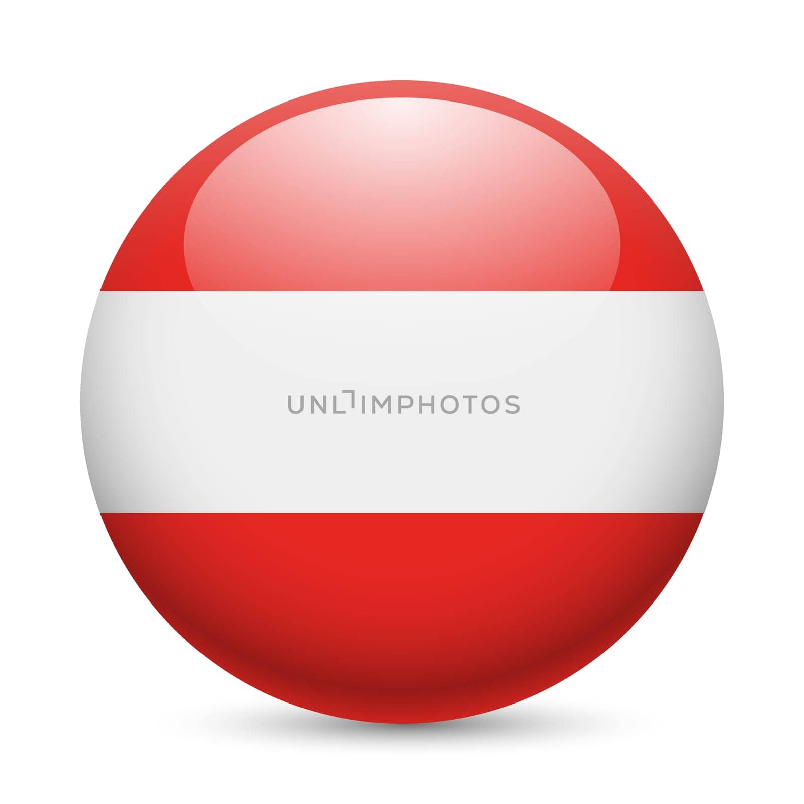 Flag of Austria as round glossy icon. Button with Austrian flag
