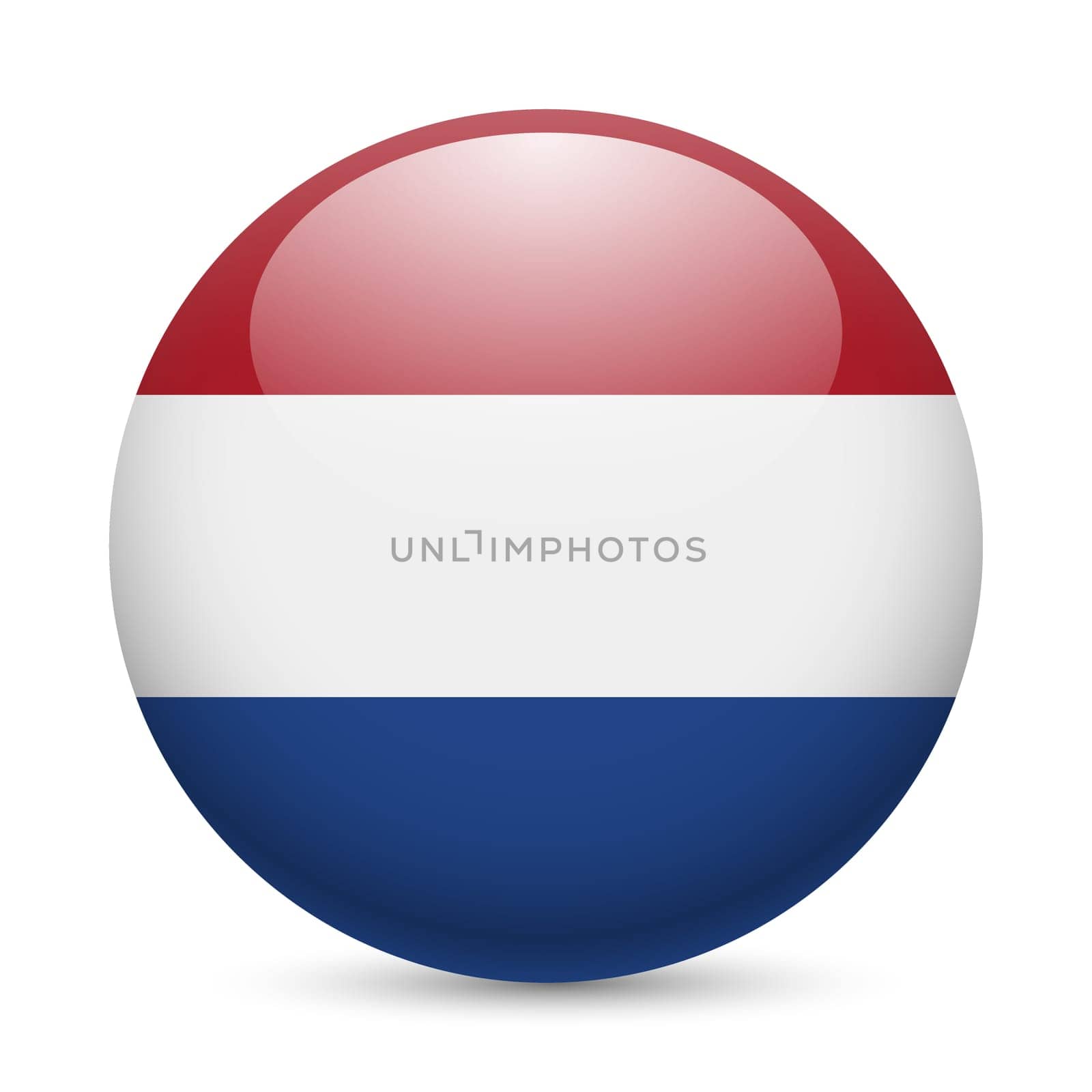 Flag of Netherlands as round glossy icon. Button with Dutch flag