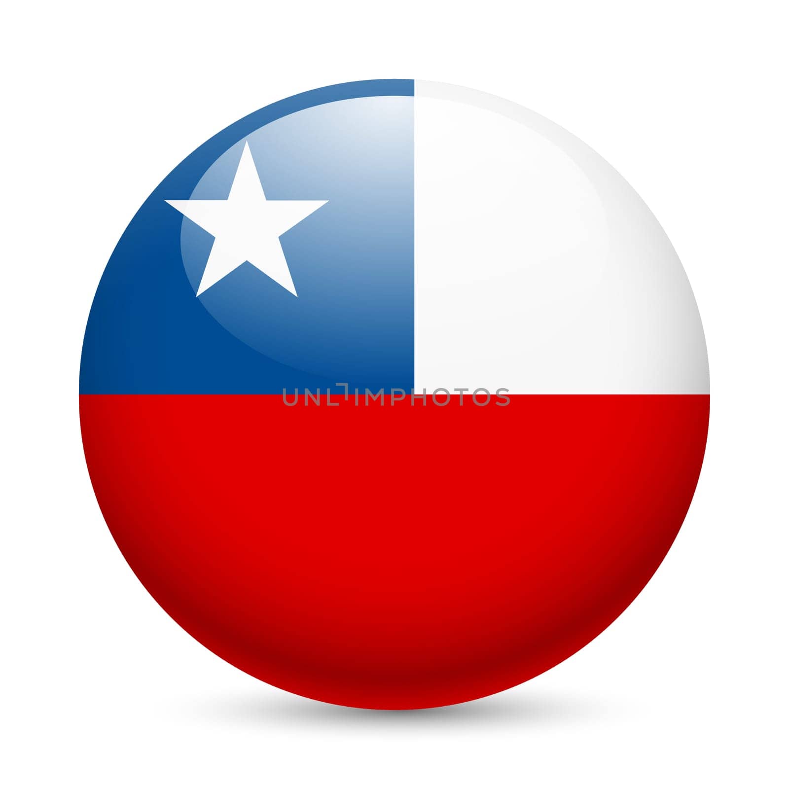 Flag of Chile as round glossy icon. Button with Chilean flag