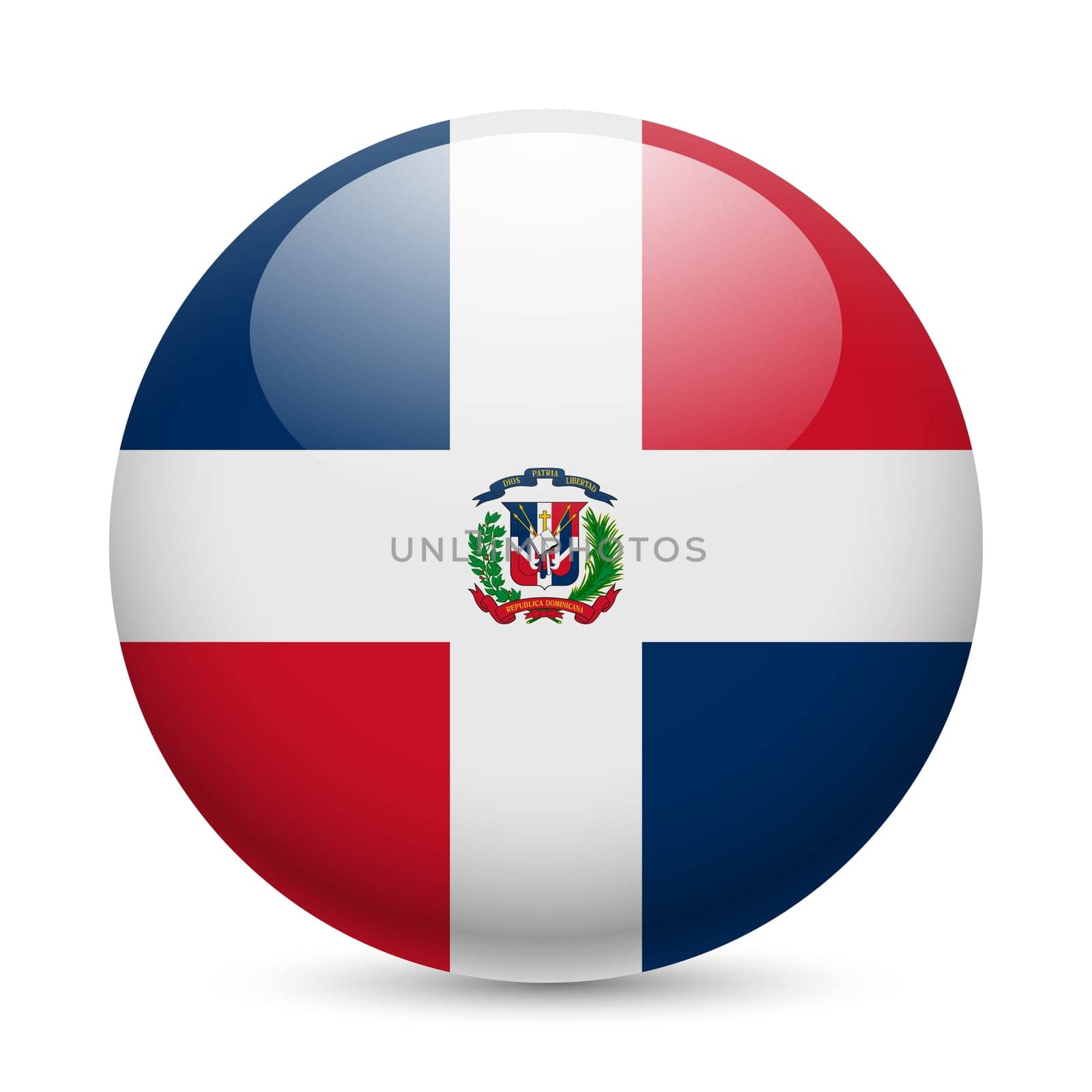 Flag of Dominican Republic as round glossy icon. Button with flag design