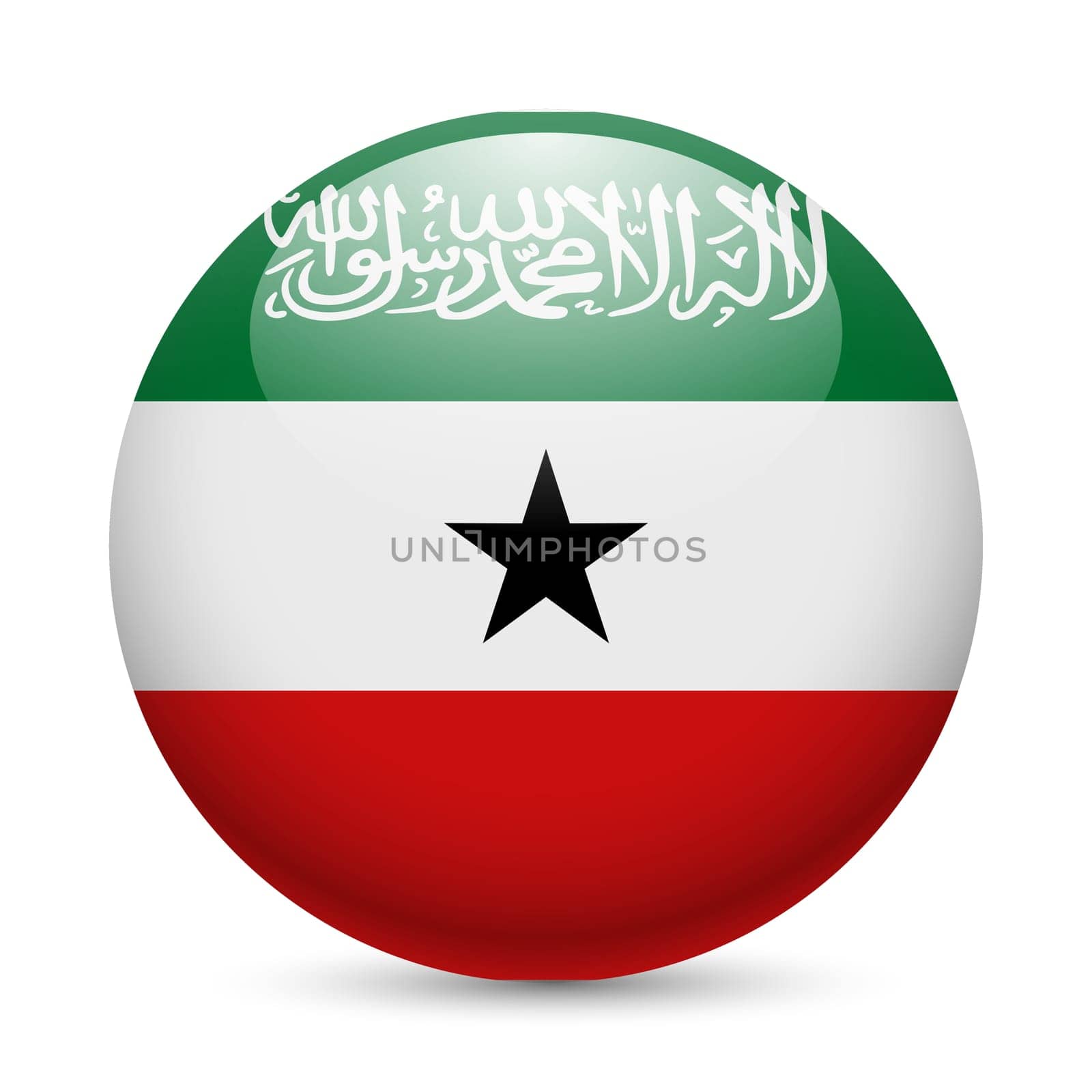 Flag of Somaliland as round glossy icon. Button with flag colors
