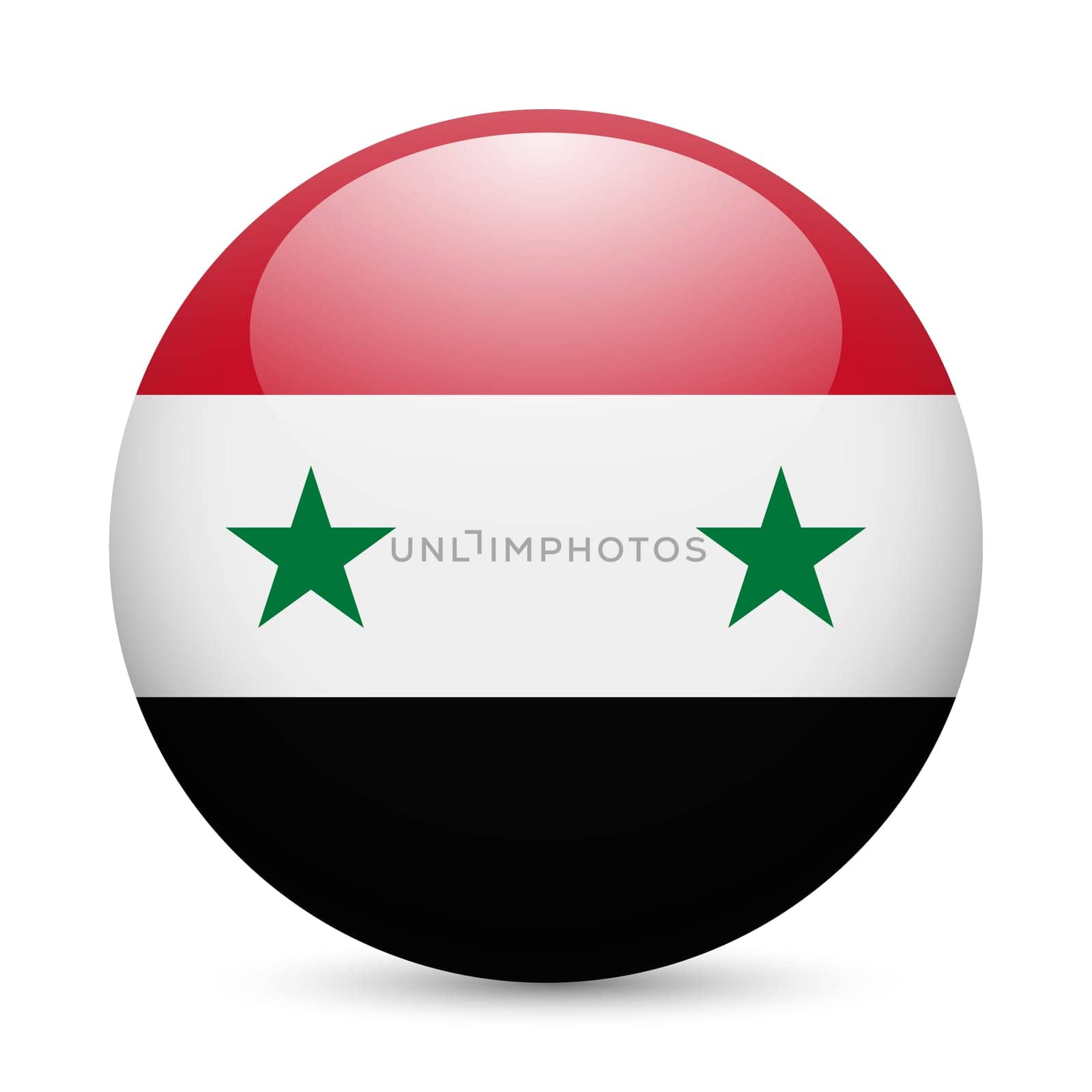 Flag of Syria as round glossy icon. Button with Syrian flag