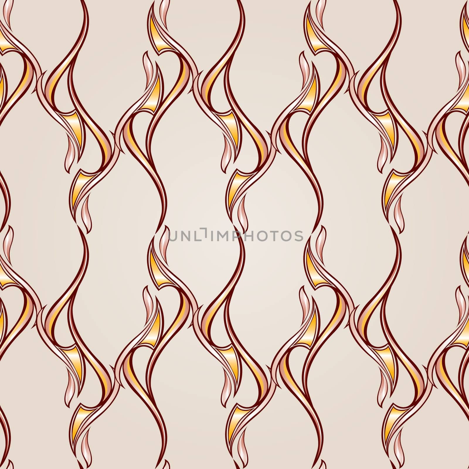 Patterns wavy in the form of vines abstact trees on a light beige background