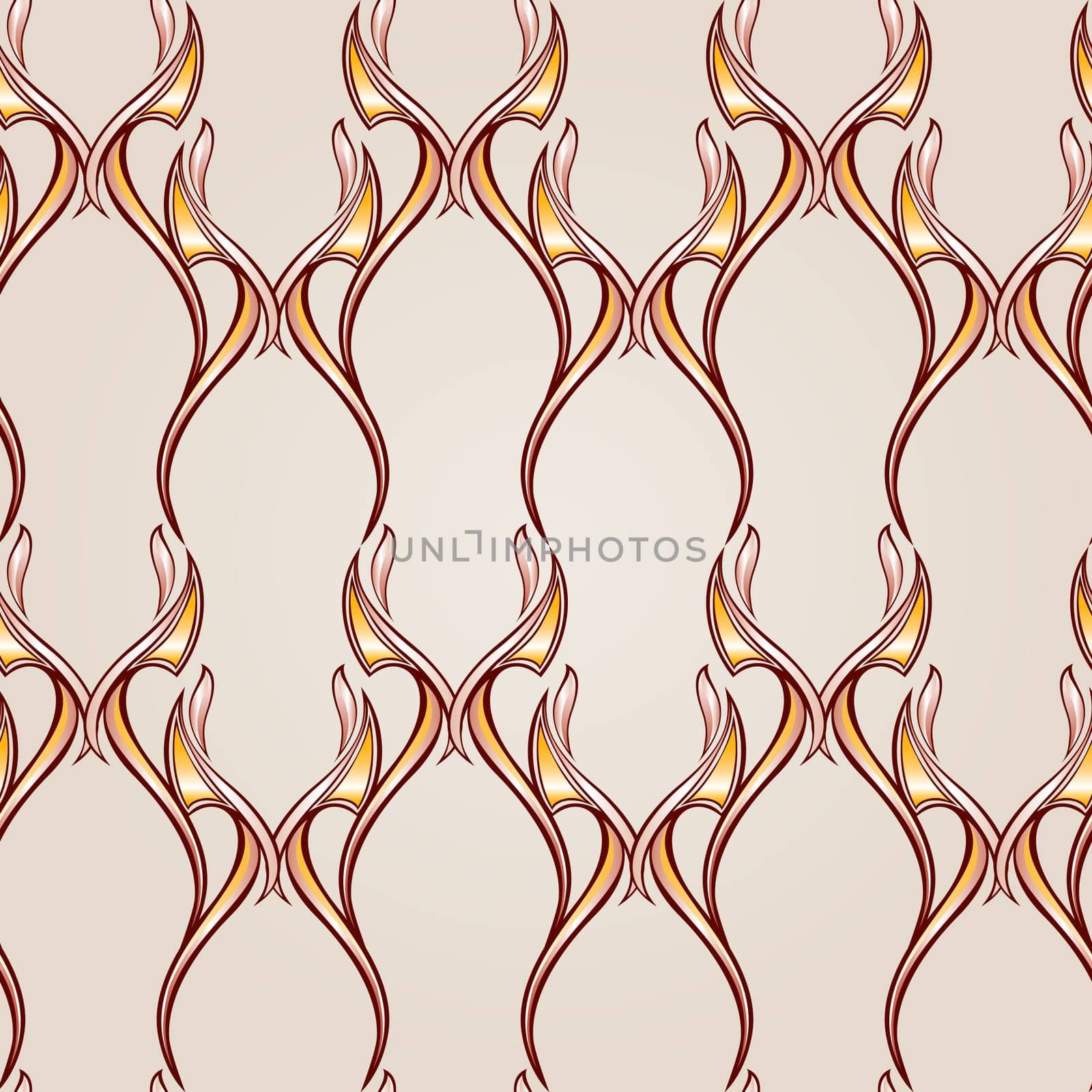 Wavy vertical patterns in the form of vines abstact trees on a light beige background