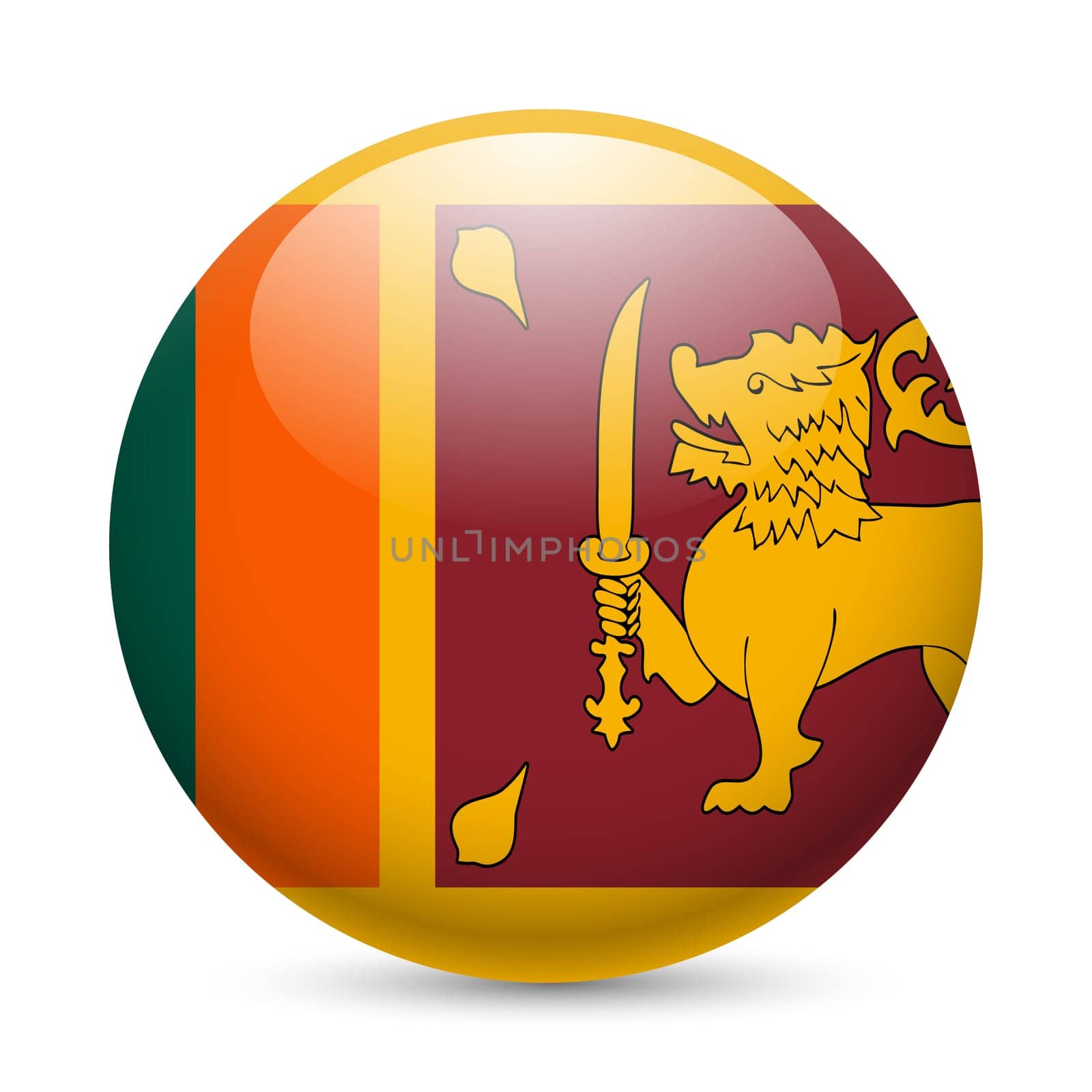 Flag of Sri Lanka as round glossy icon. Button with flag design