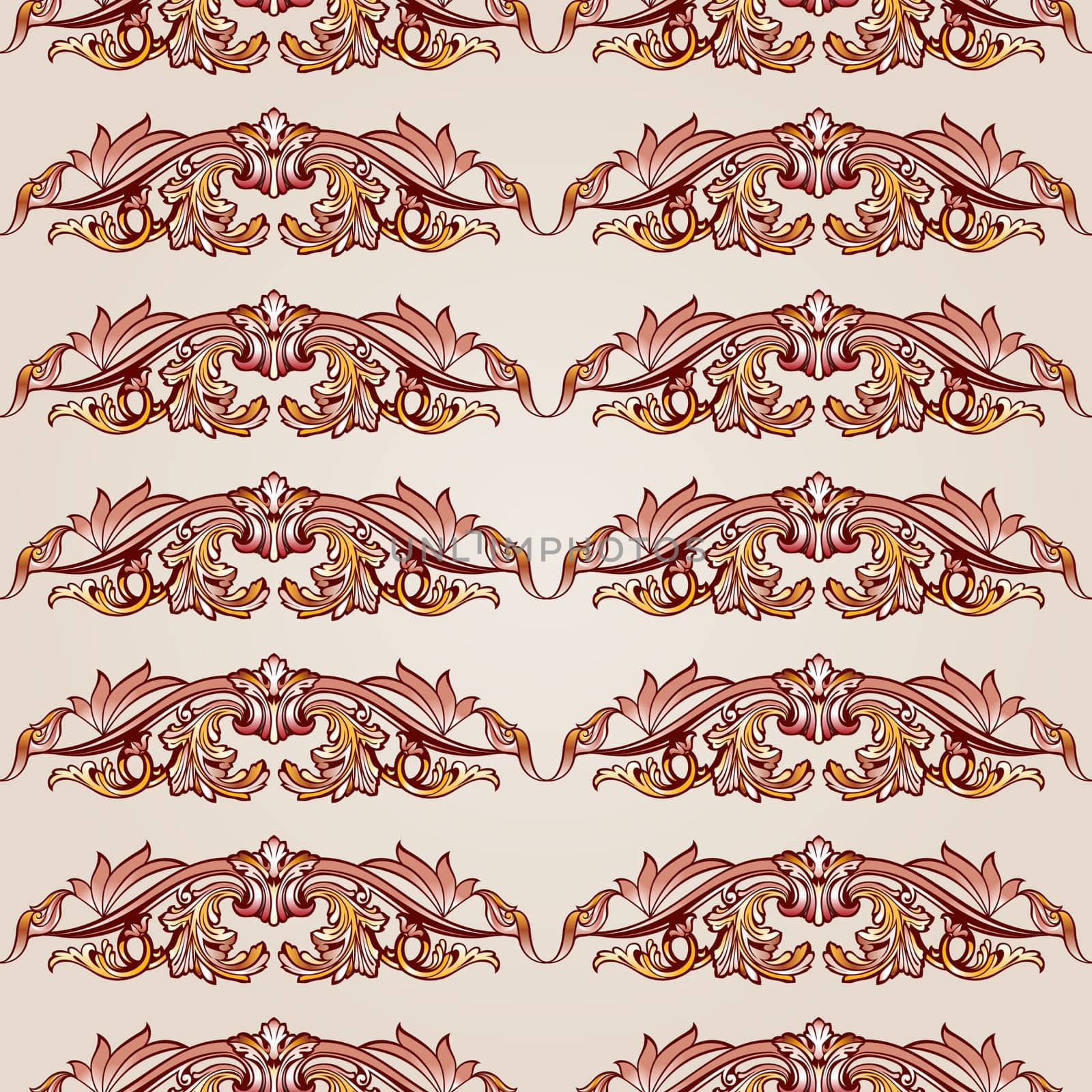 Patterns in the form of vines abstact trees and leafage on a light beige background