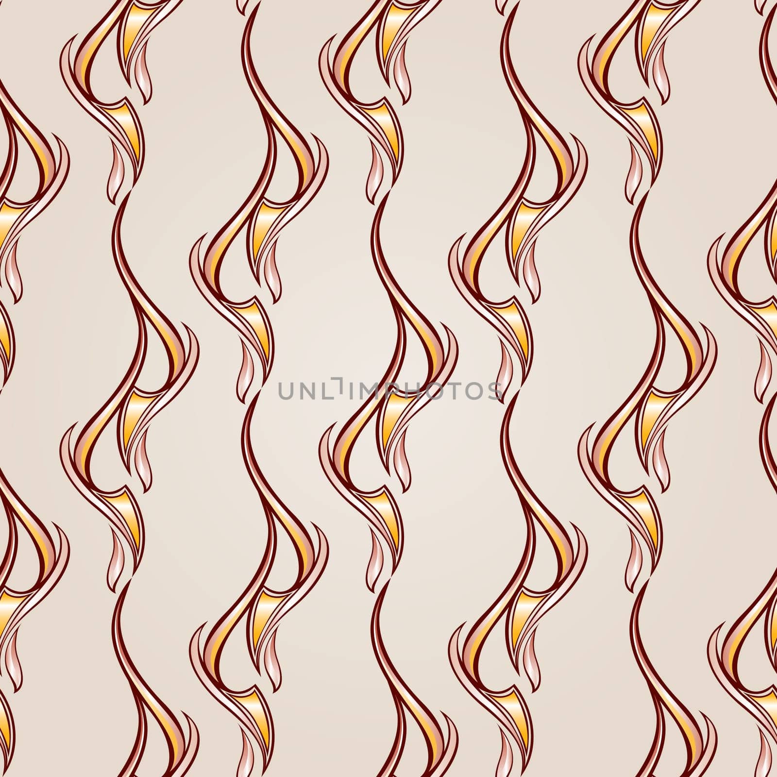 Patterns wavy vertical in the form of vines abstaktnyh trees on a light beige background