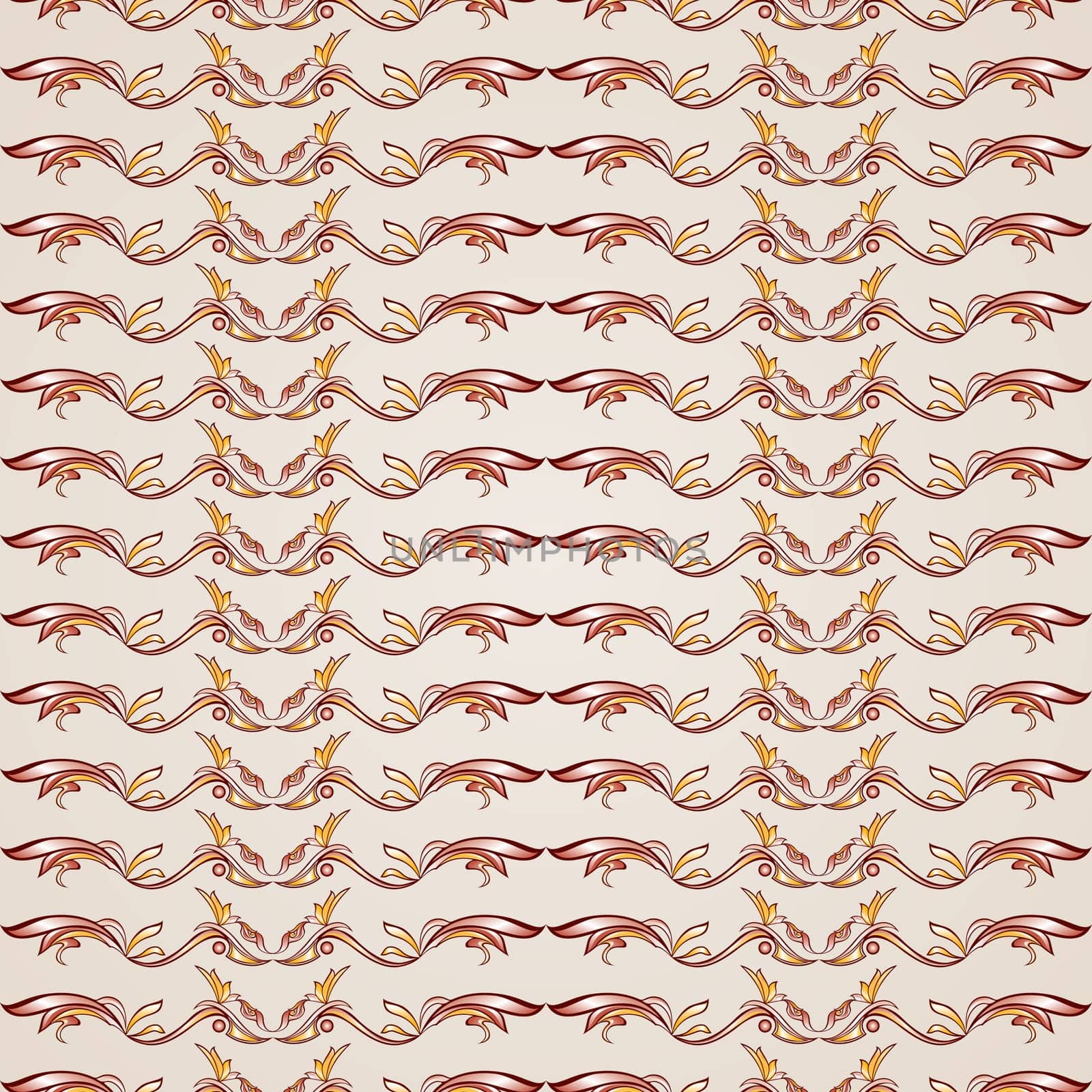 Wavy gorizontal patterns in the form of vines abstact trees on a light beige background