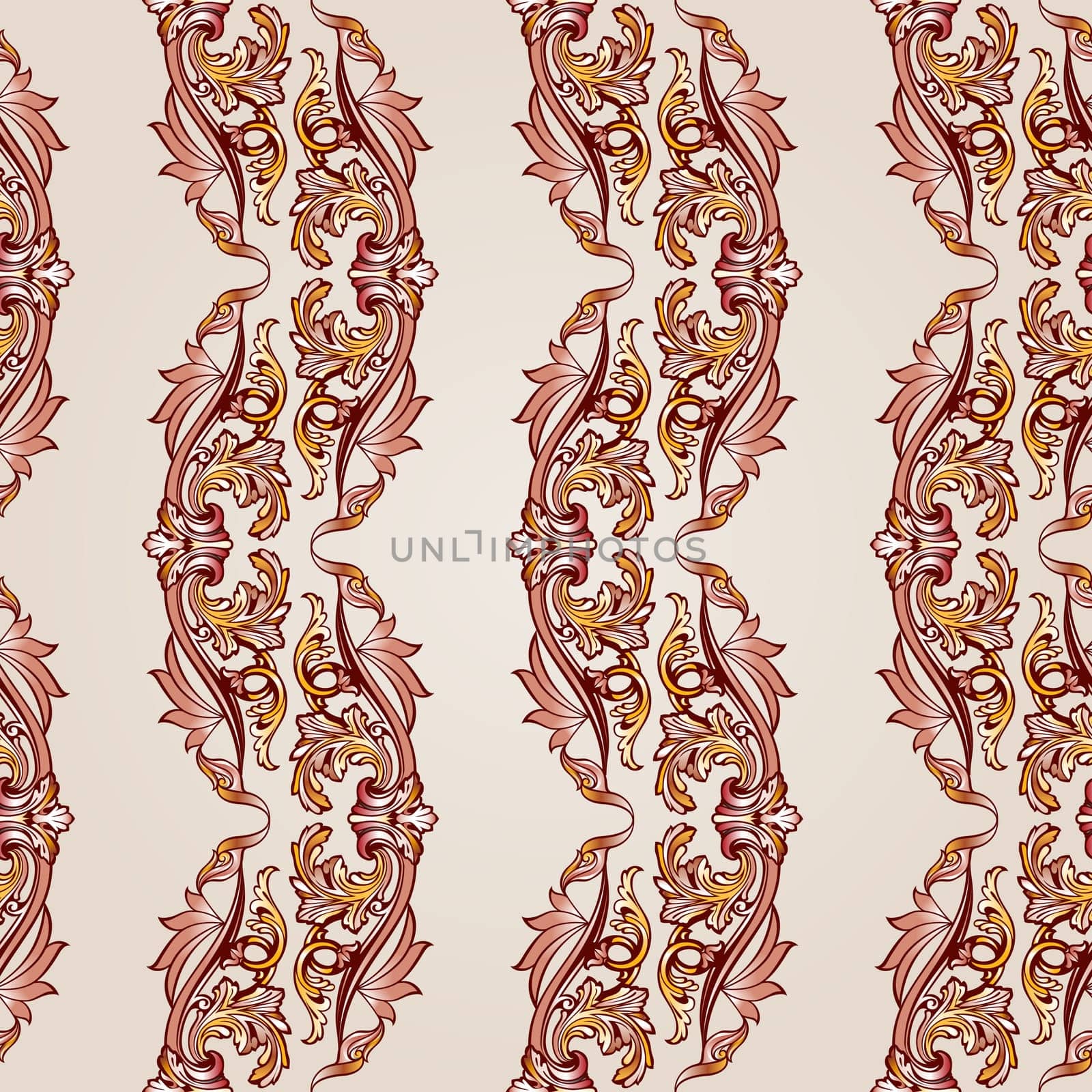 Patterns wavy lines in the form of vines abstact trees on a light beige background