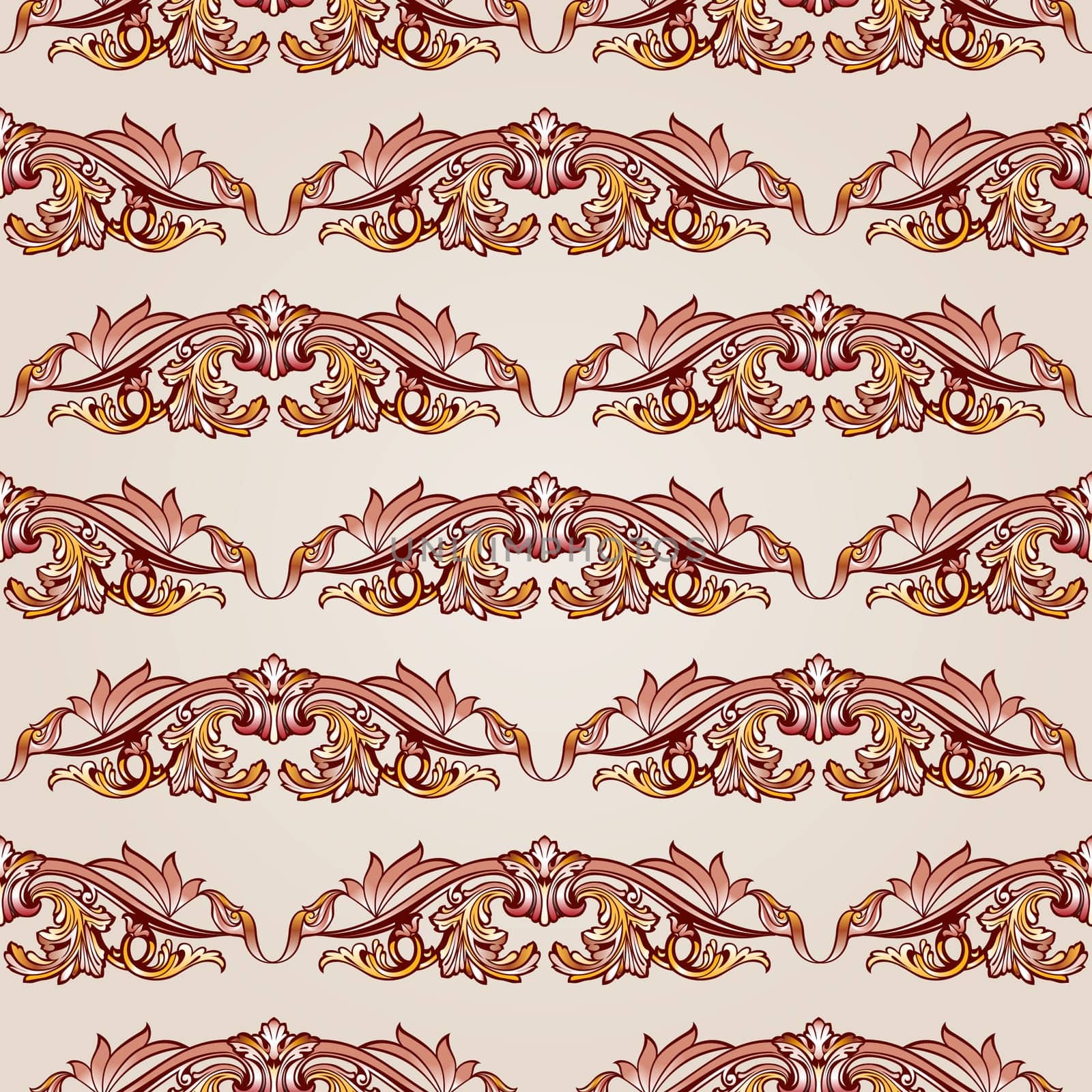 Paperhangings in the form of vines abstact leafage on a light beige background
