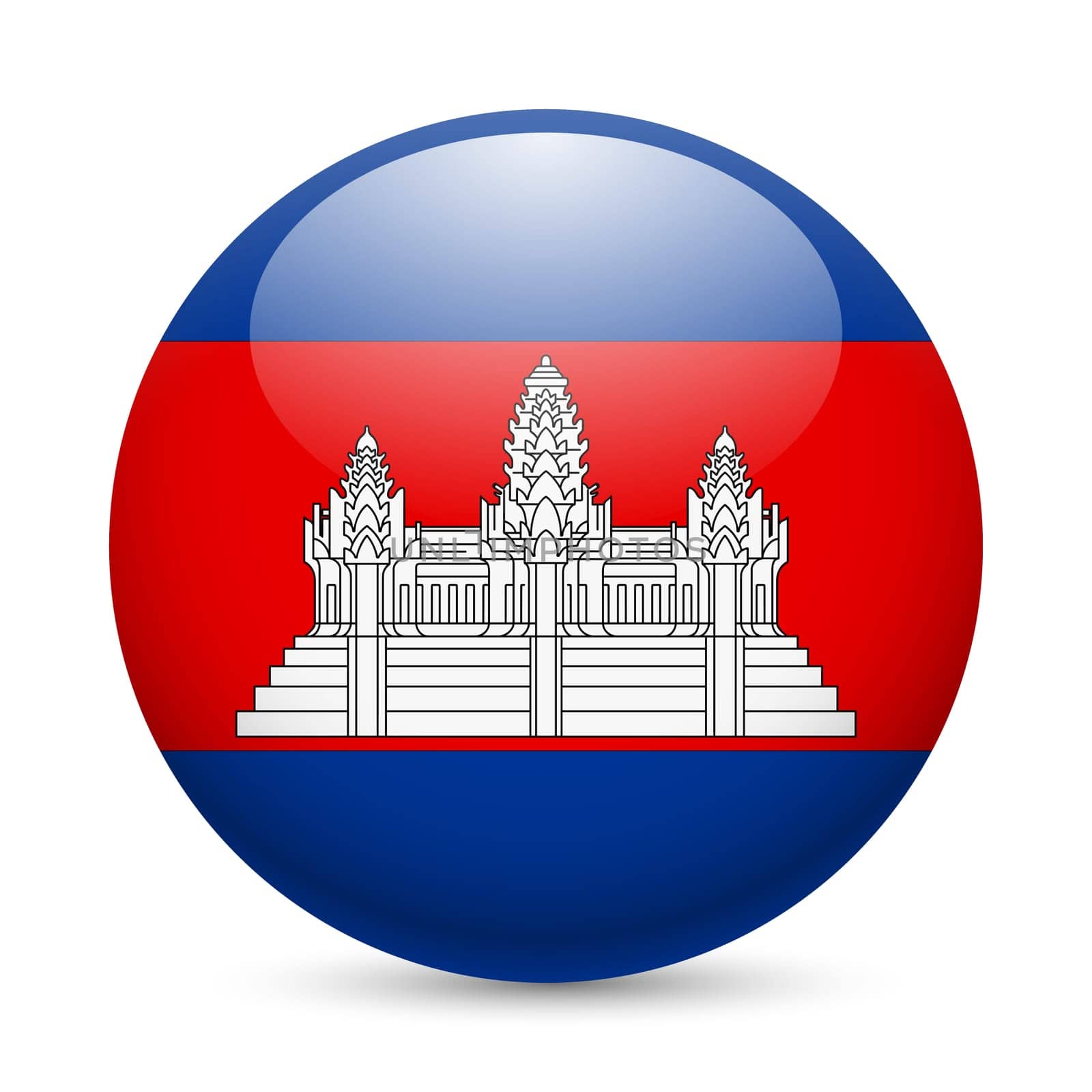 Flag of Cambodia as round glossy icon. Button with Cambodian flag